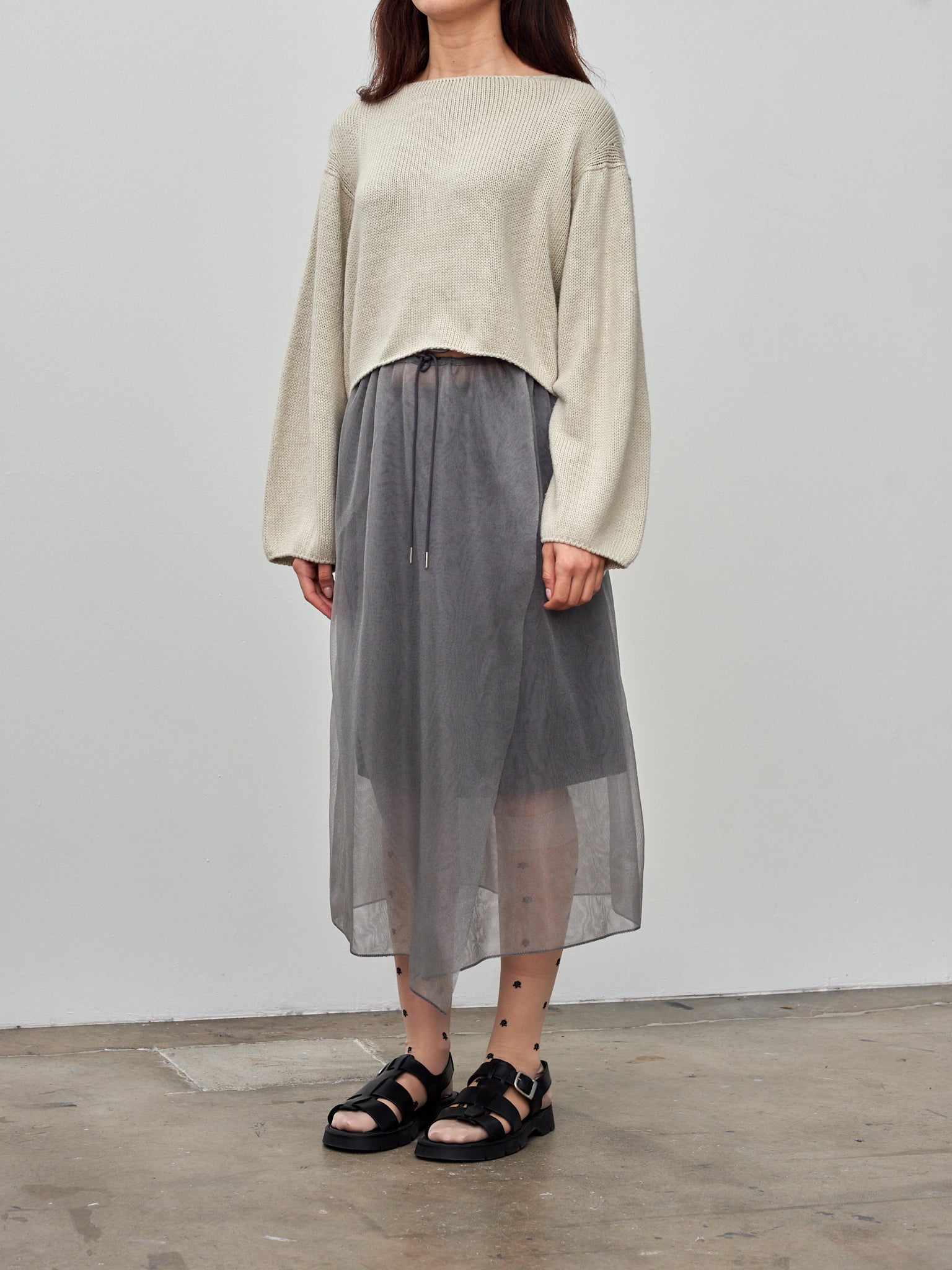 Namu Shop - Unfil Brushed Roving Silk Sweater - Light Gray