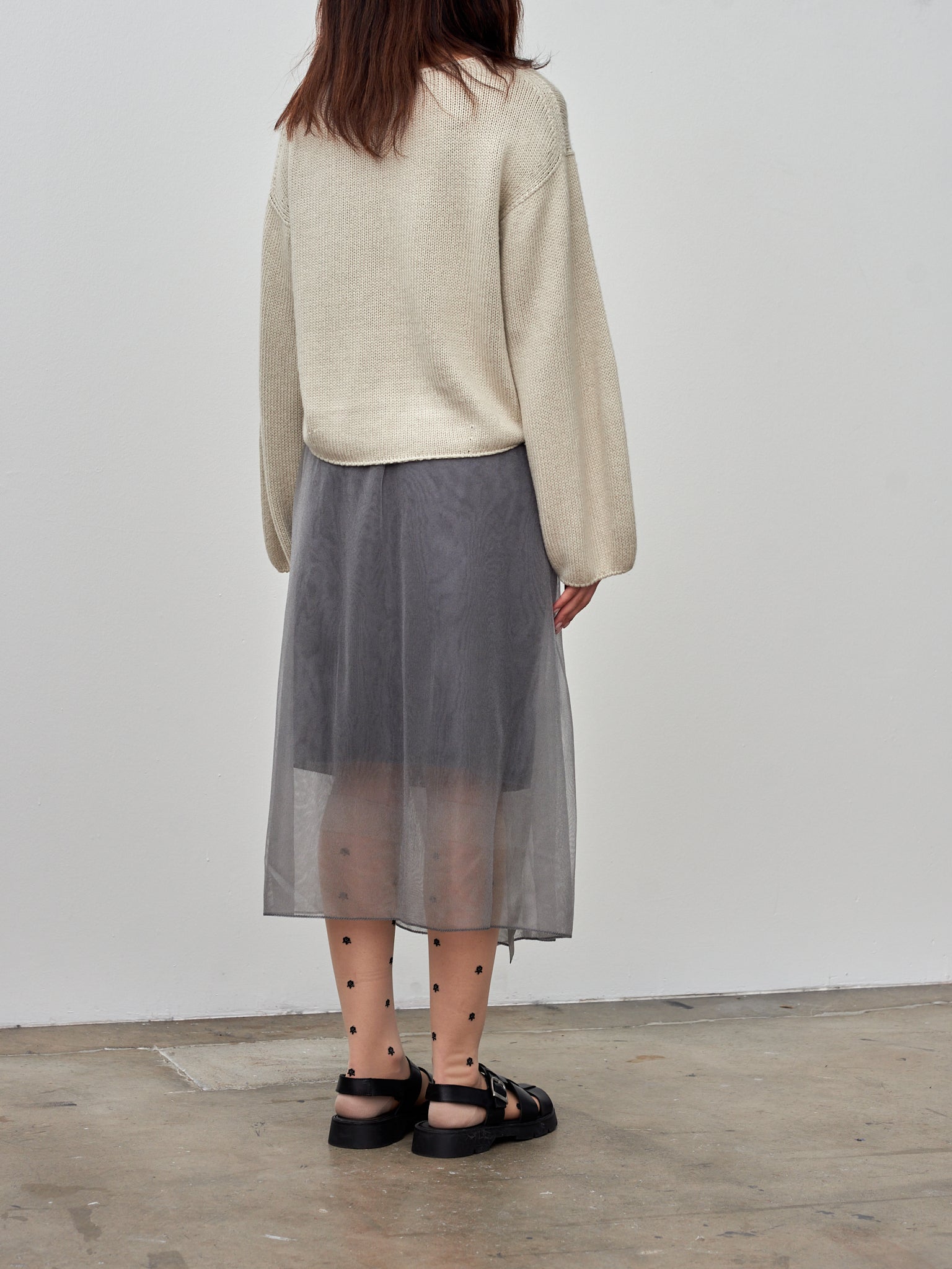 Namu Shop - Unfil Brushed Roving Silk Sweater - Light Gray