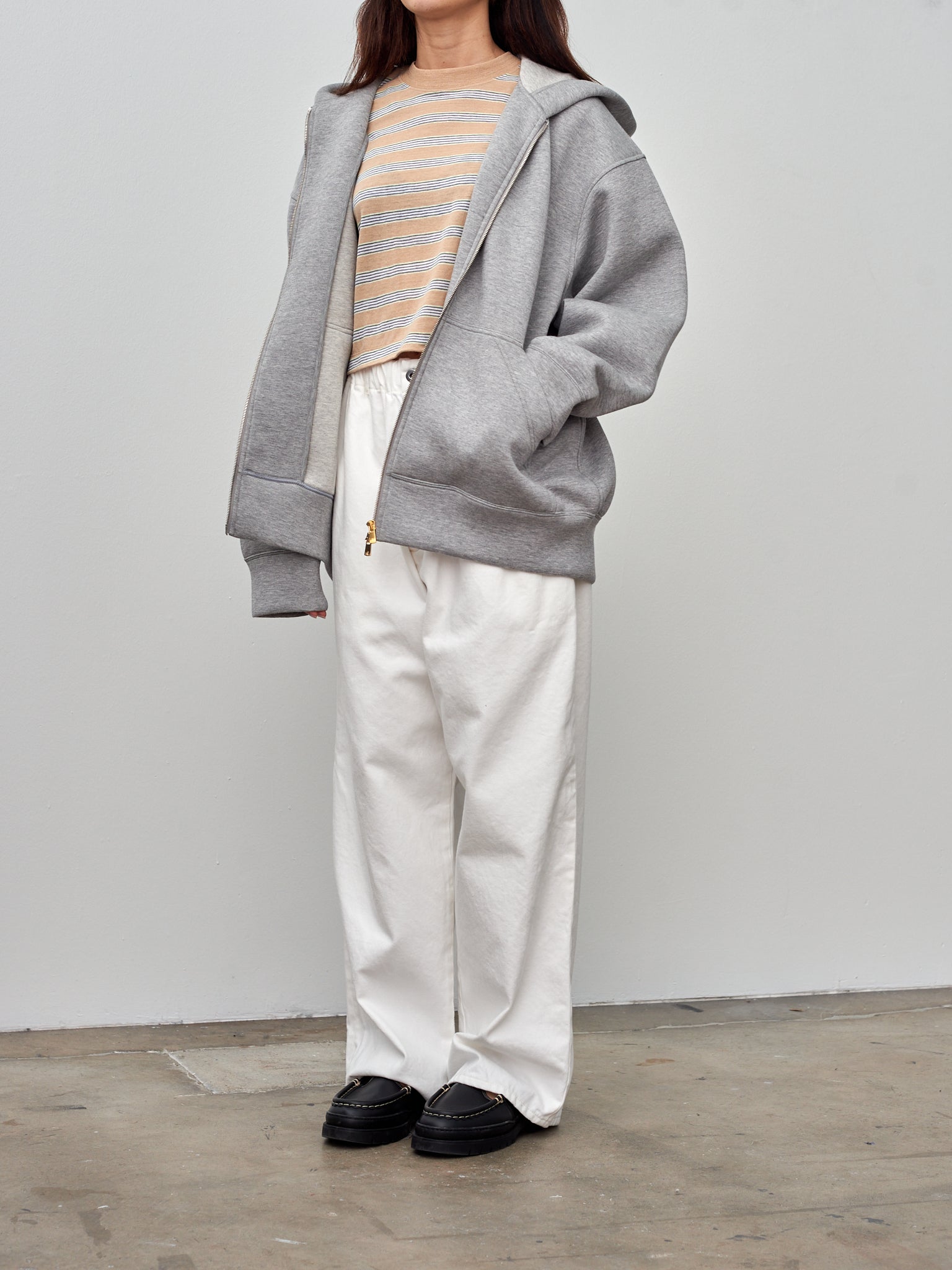 Namu Shop - Unfil Double Facing Jersey Oversized Zip Parka - Heather Gray