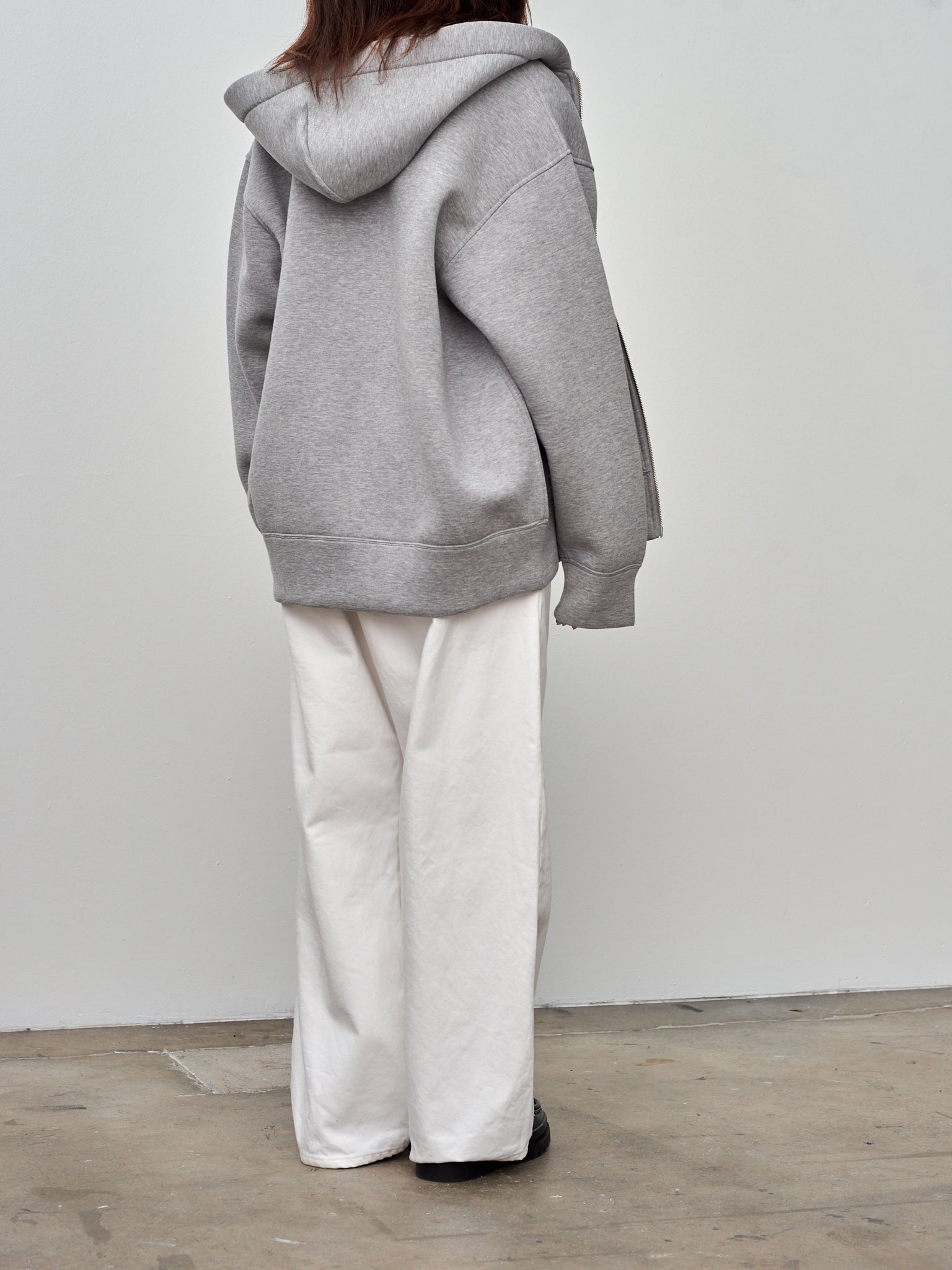 Namu Shop - Unfil Double Facing Jersey Oversized Zip Parka - Heather Gray