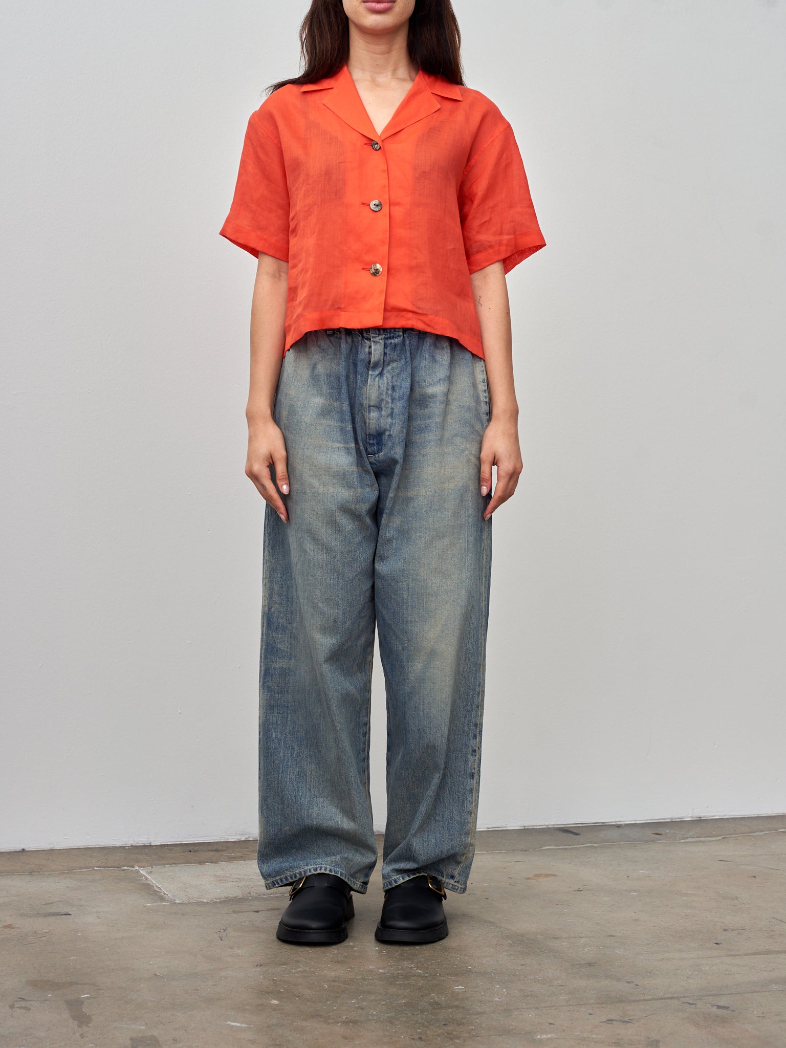 Namu Shop - Sayaka Davis Sheer Cropped Shirt - Orange