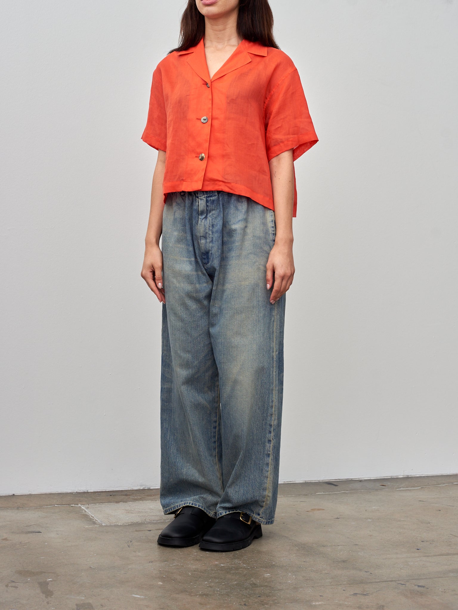 Namu Shop - Sayaka Davis Sheer Cropped Shirt - Orange