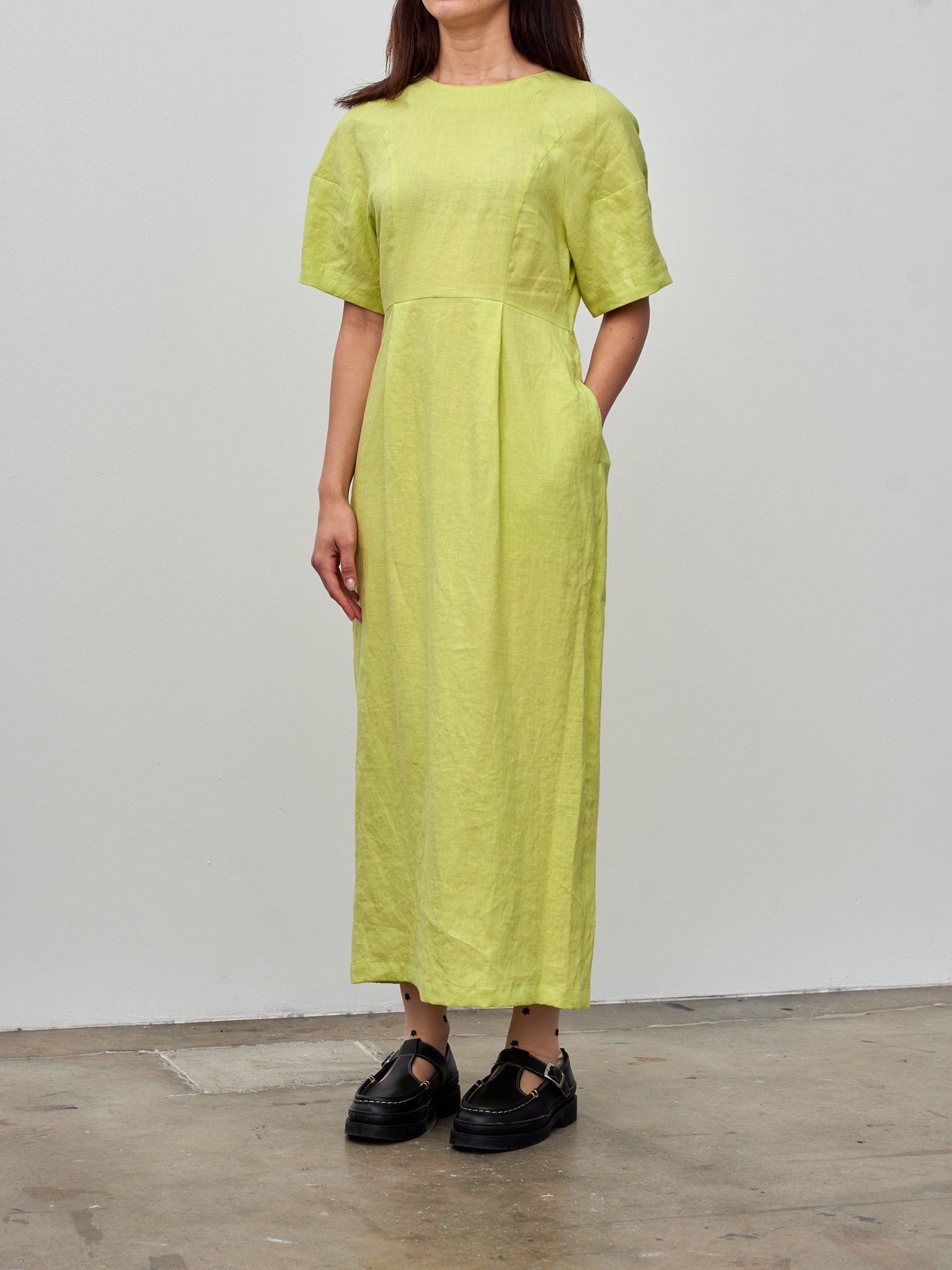 Namu Shop - Sayaka Davis Barrel Sleeve Dress - Acid Lime