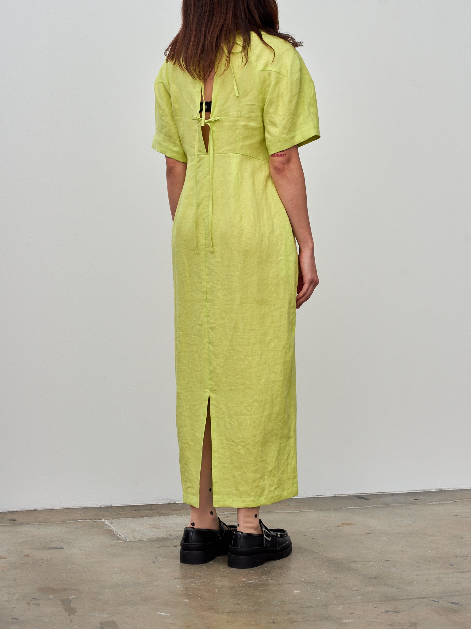 Namu Shop - Sayaka Davis Barrel Sleeve Dress - Acid Lime