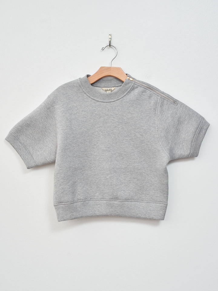 Namu Shop - Unfil Double Facing Jersey Cropped Half Sleeve Top - Heather Gray