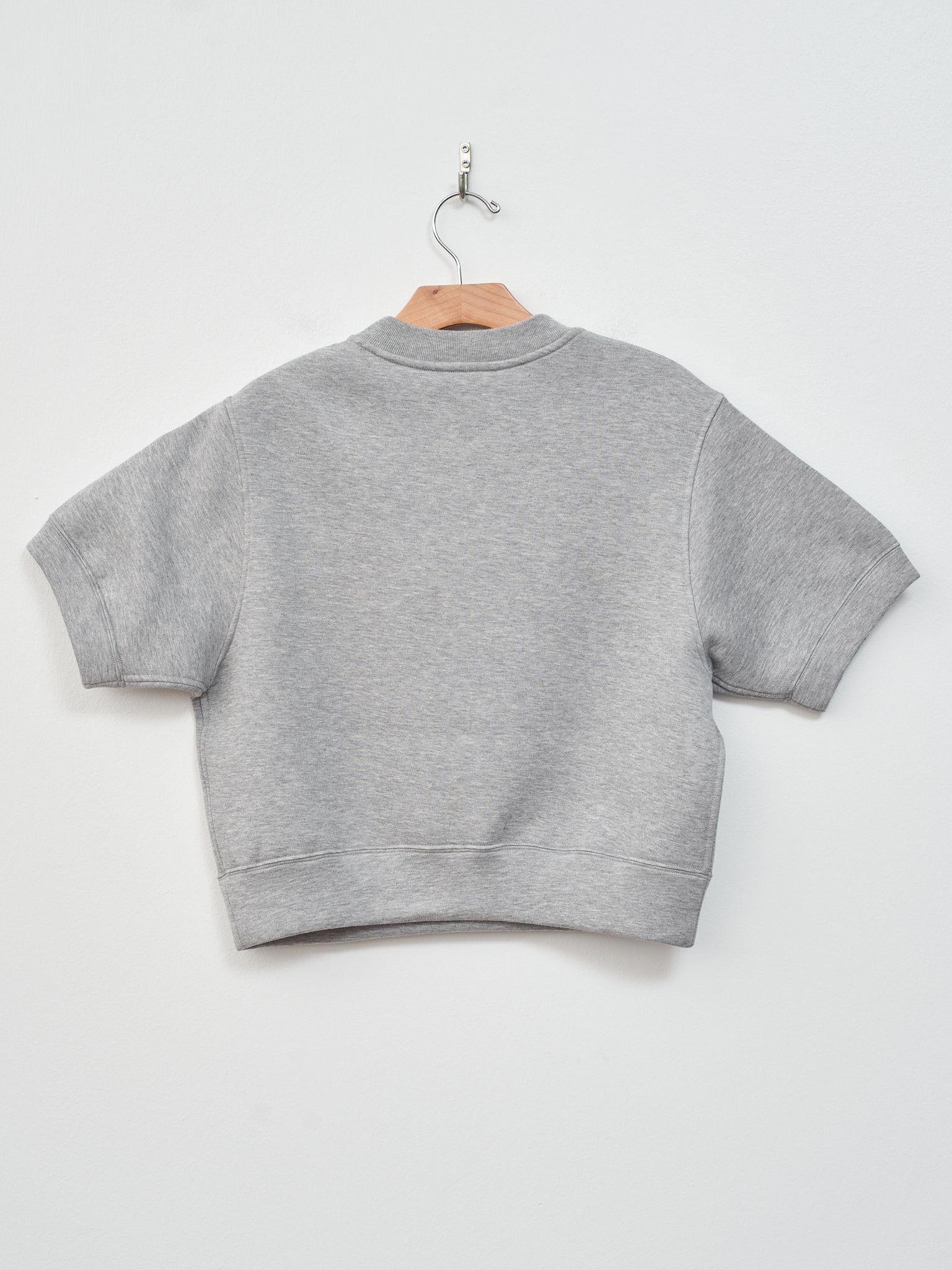 Namu Shop - Unfil Double Facing Jersey Cropped Half Sleeve Top - Heather Gray