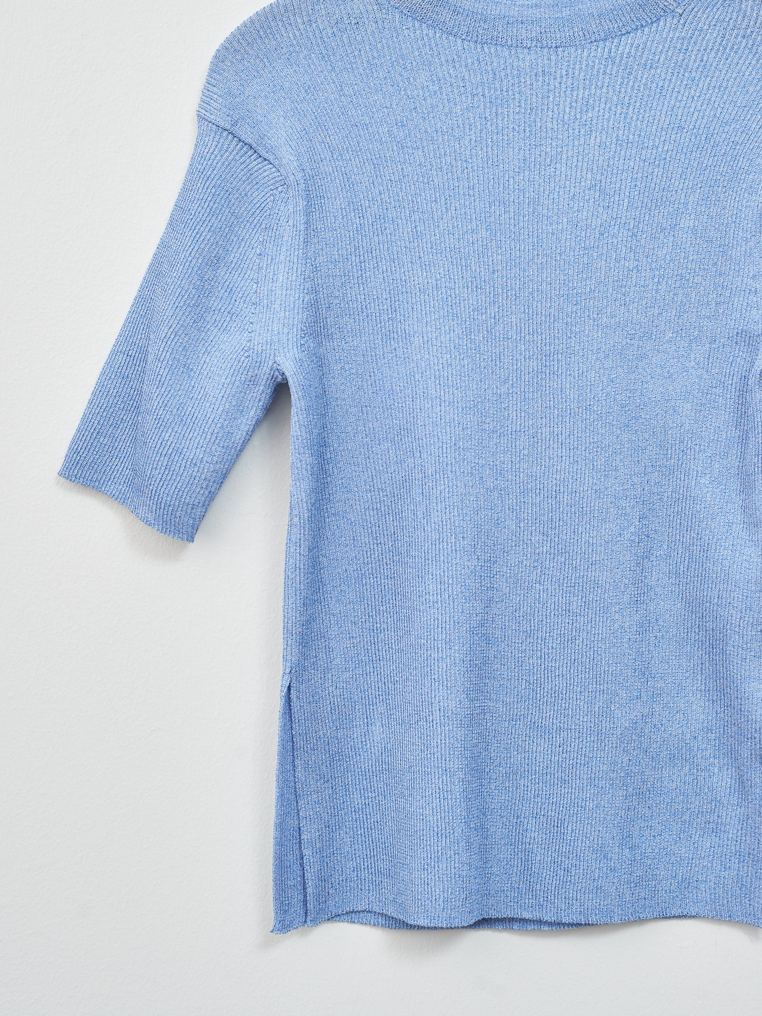 Namu Shop - Babaco Ribbed Half Sleeve Pullover - Blue Melange