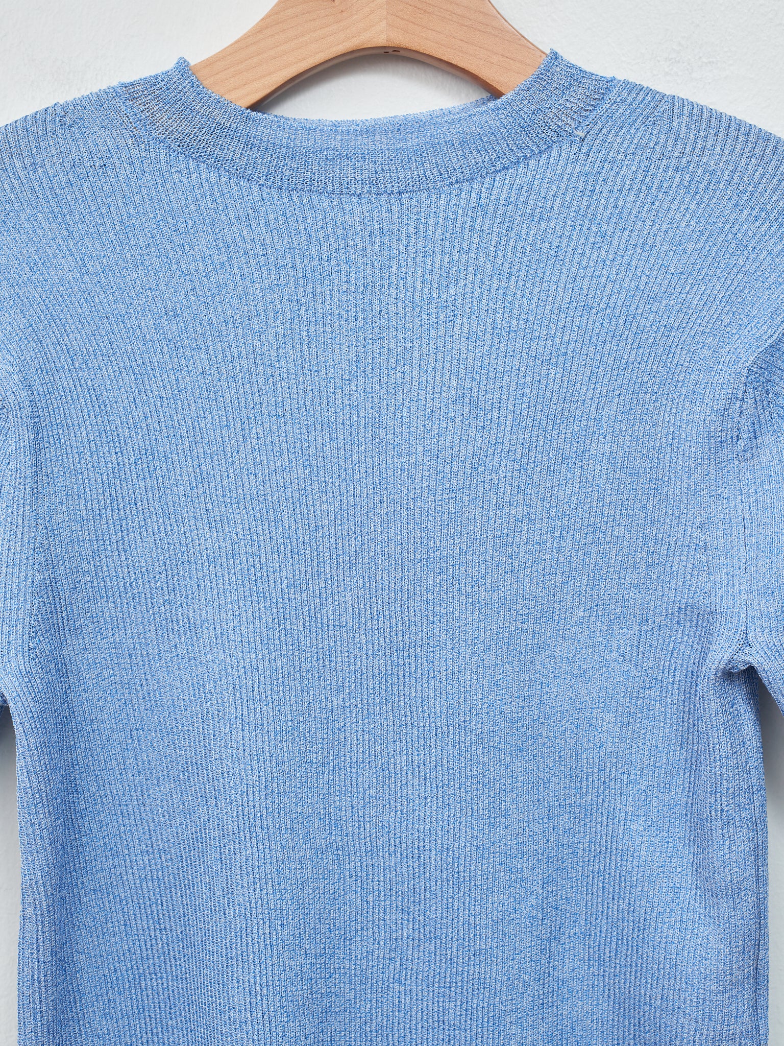 Namu Shop - Babaco Ribbed Half Sleeve Pullover - Blue Melange