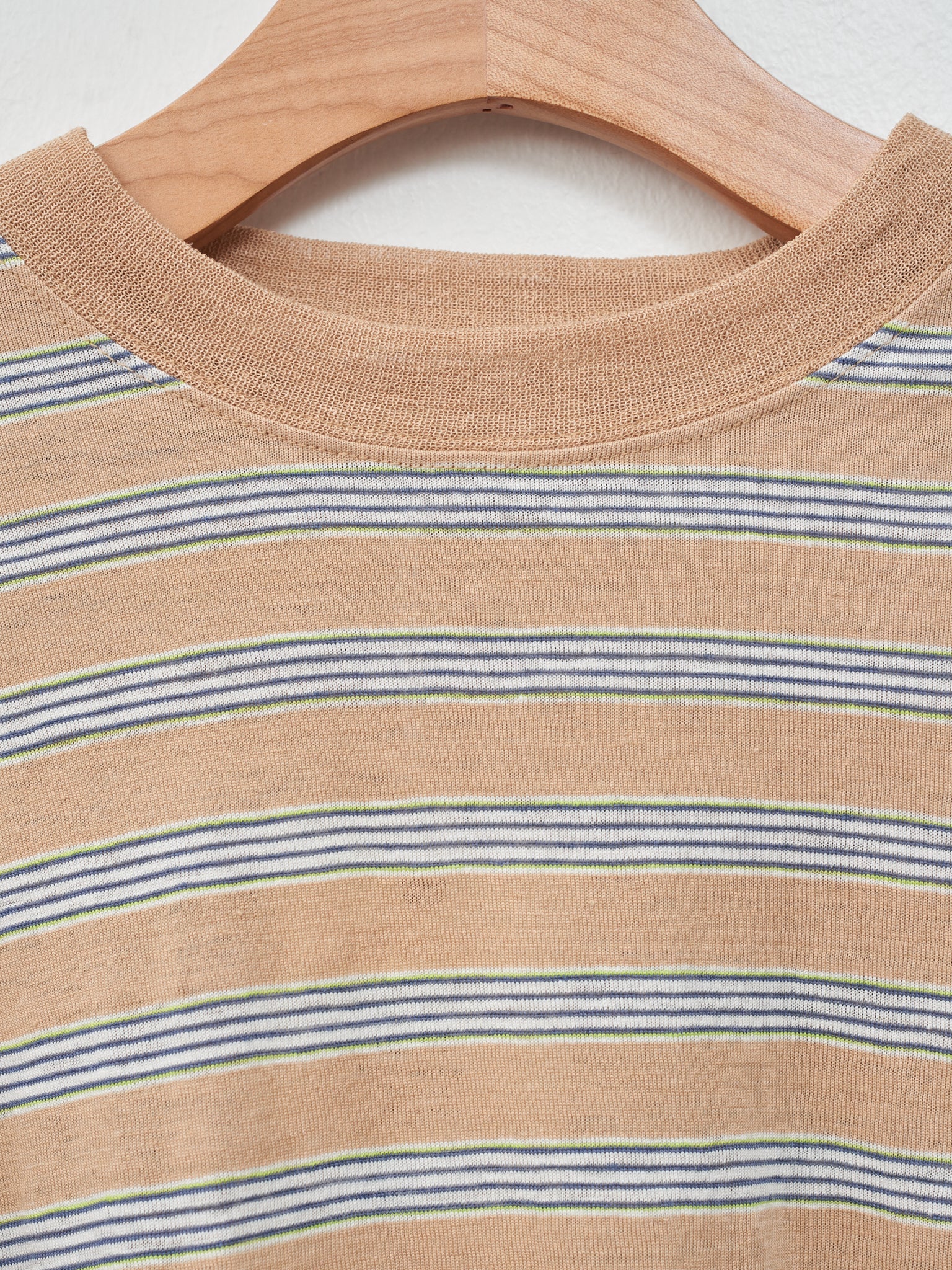 Namu Shop - Unfil Hemp Striped Jersey Cropped Tee - Beige Stripe