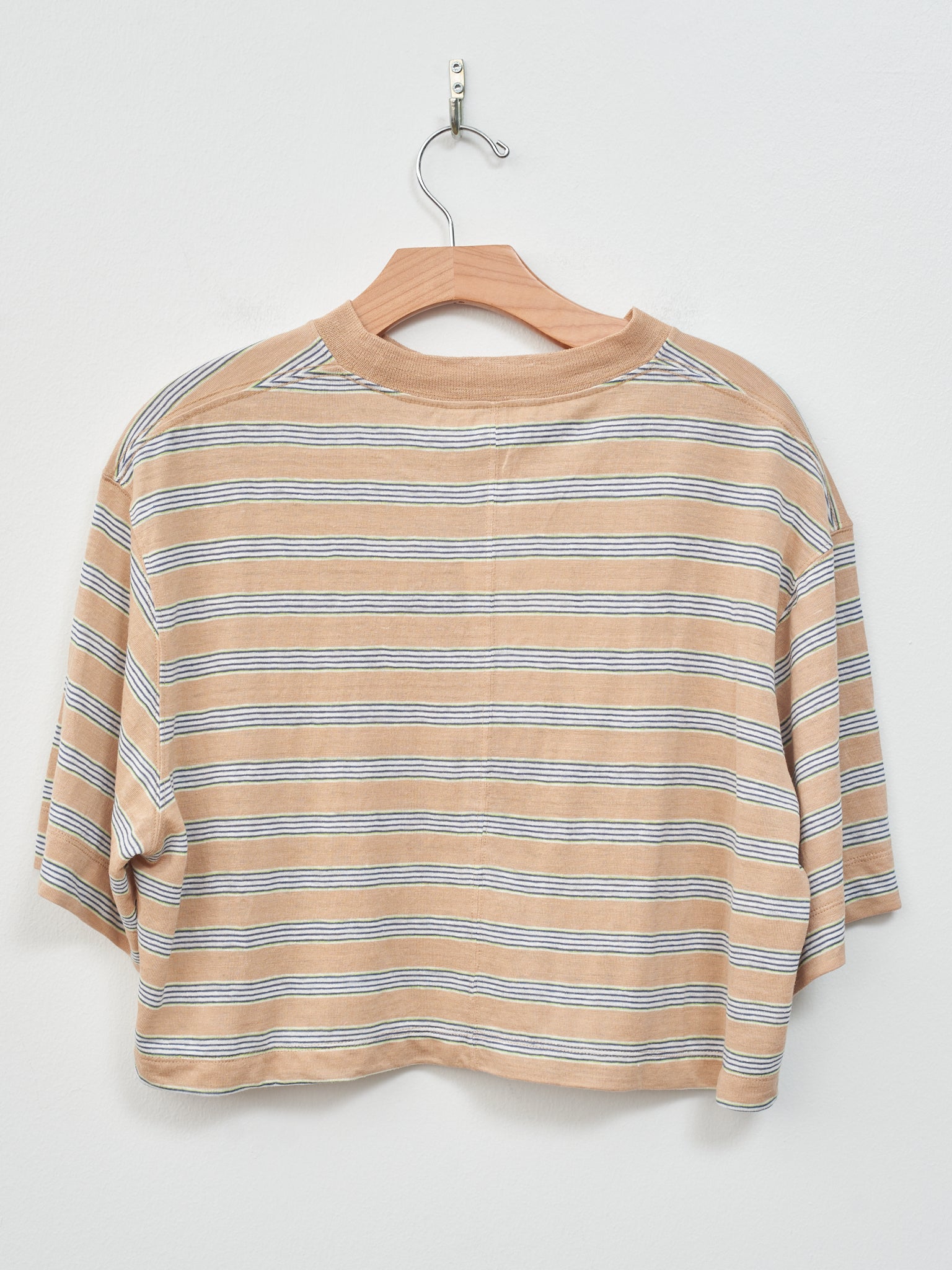 Namu Shop - Unfil Hemp Striped Jersey Cropped Tee - Beige Stripe