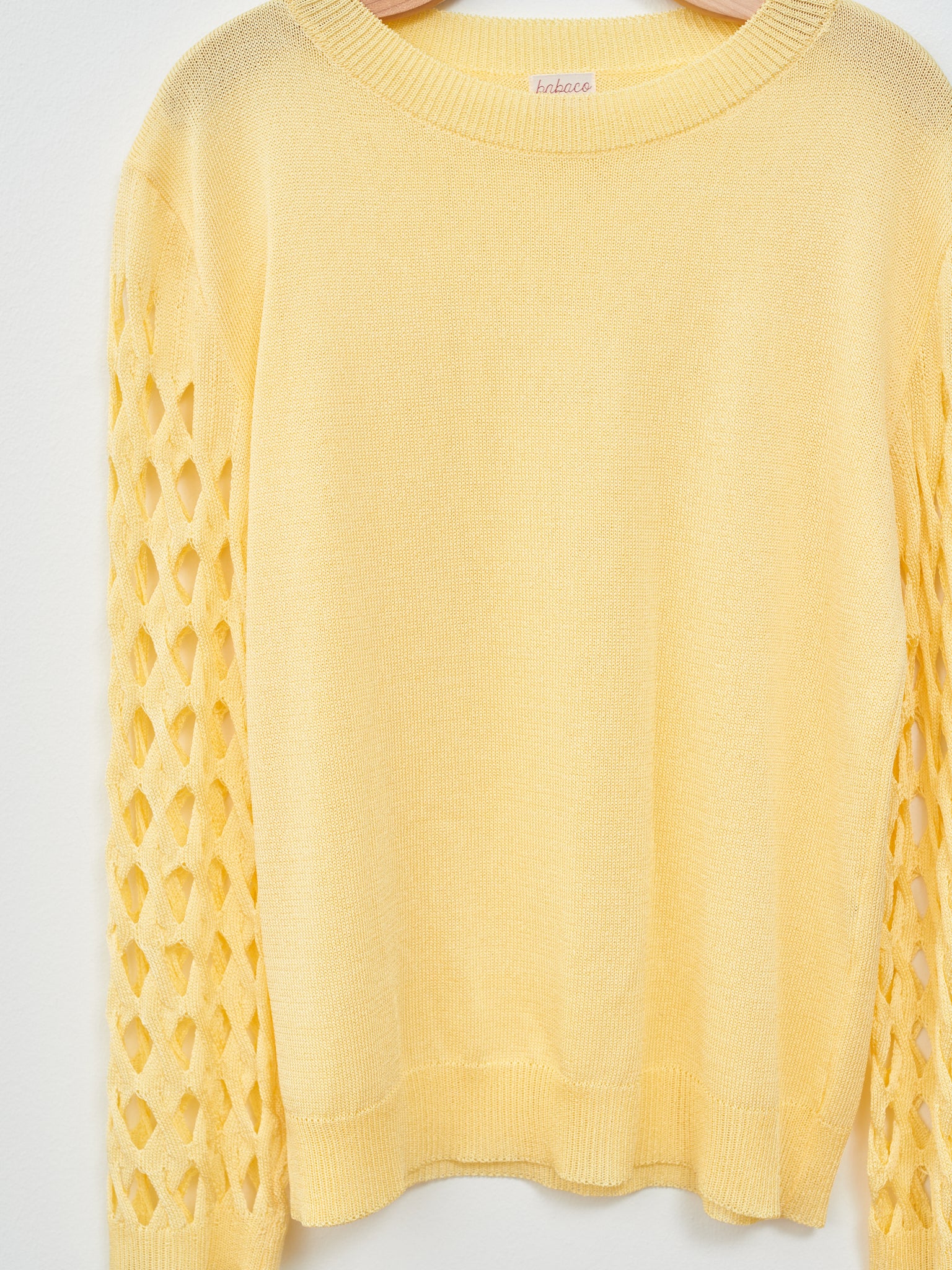 Namu Shop - Babaco Cable Sleeve Pullover - Cream Yellow