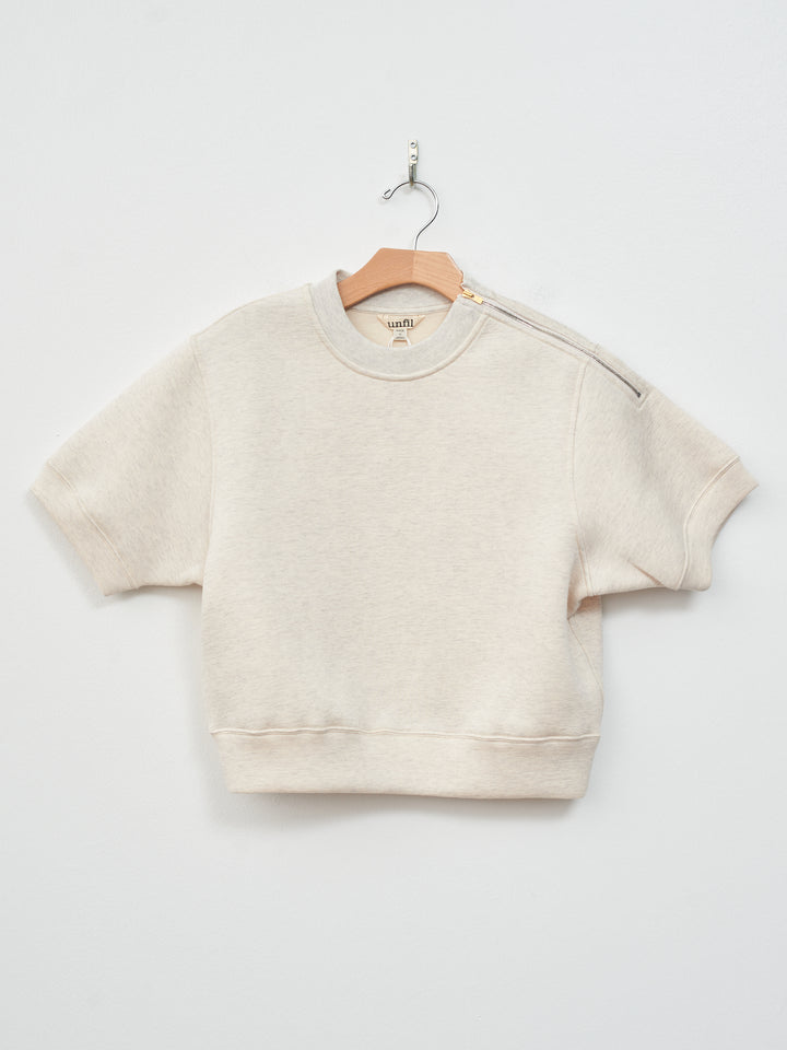 Namu Shop - Unfil Double Facing Jersey Cropped Half Sleeve Top - Oatmeal