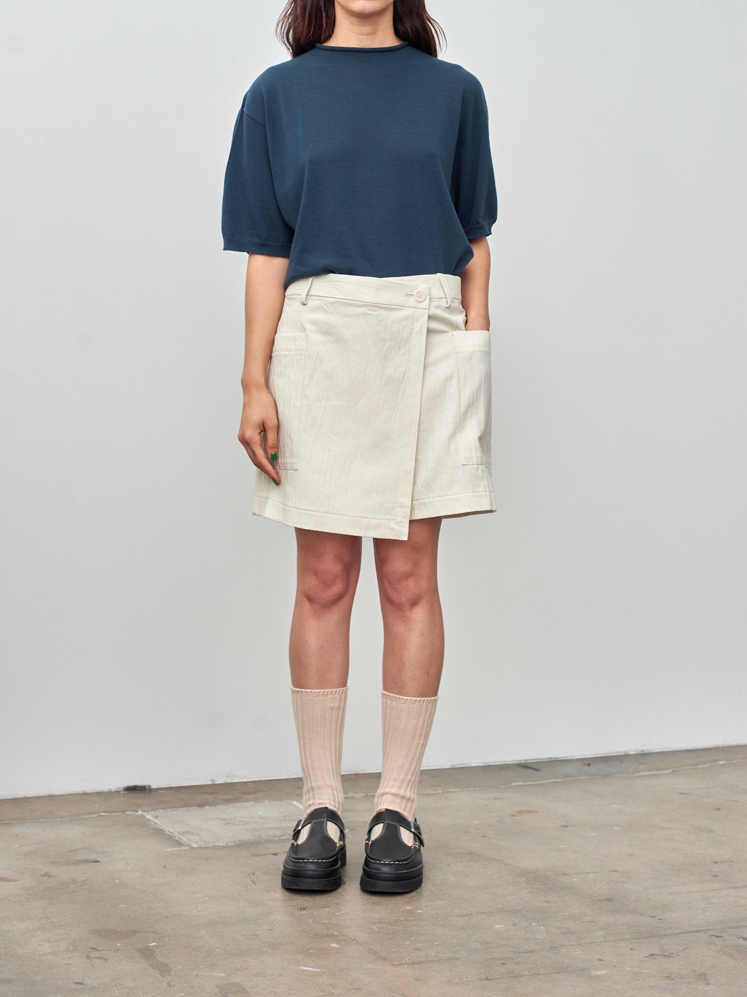 Namu Shop - Sayaka Davis Crinkled Cotton Linen Skort - Ivory