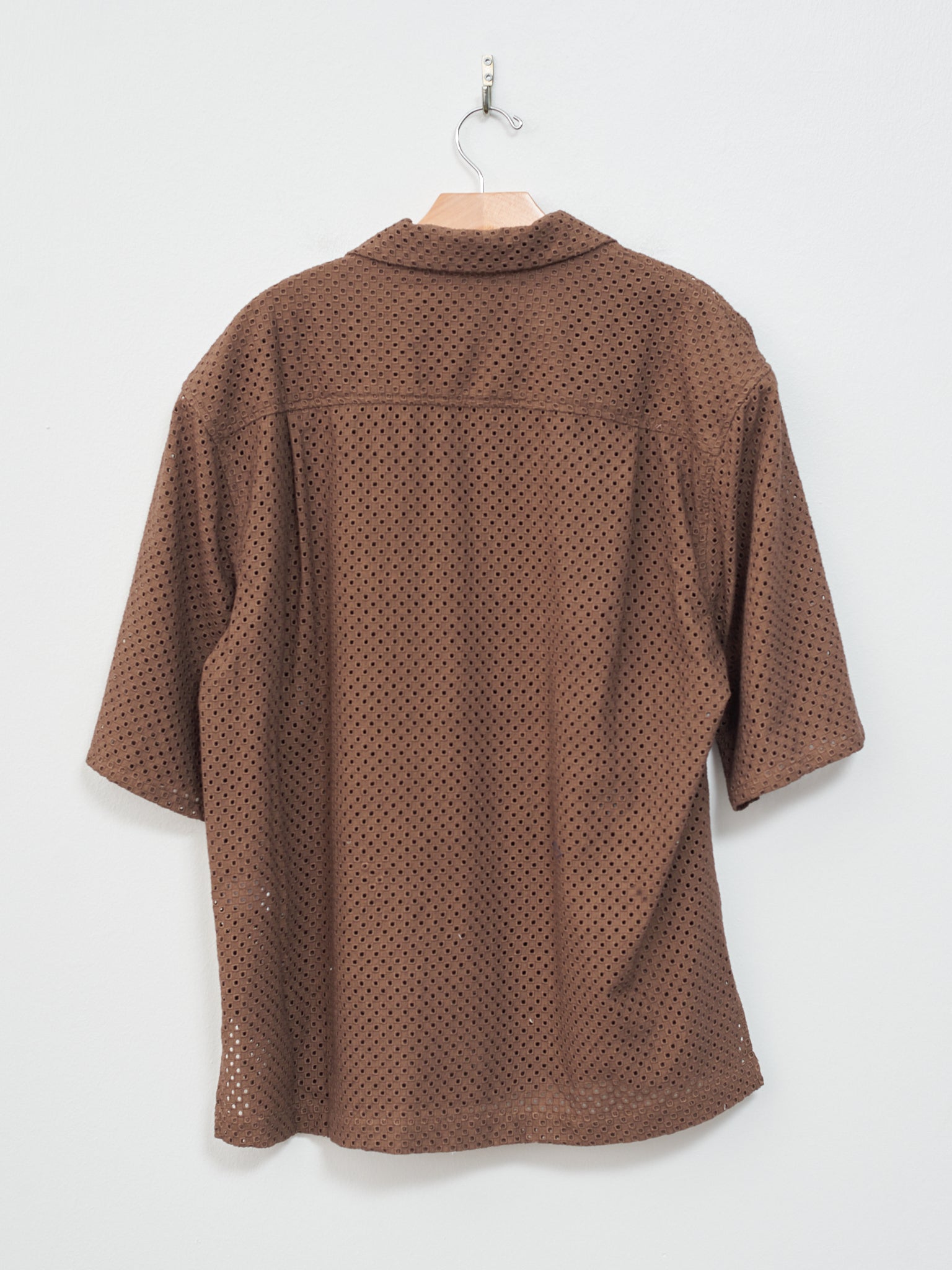Namu Shop - S.K. Manor Hill Aloha Shirt - Brown Check-Embroidered Cotton