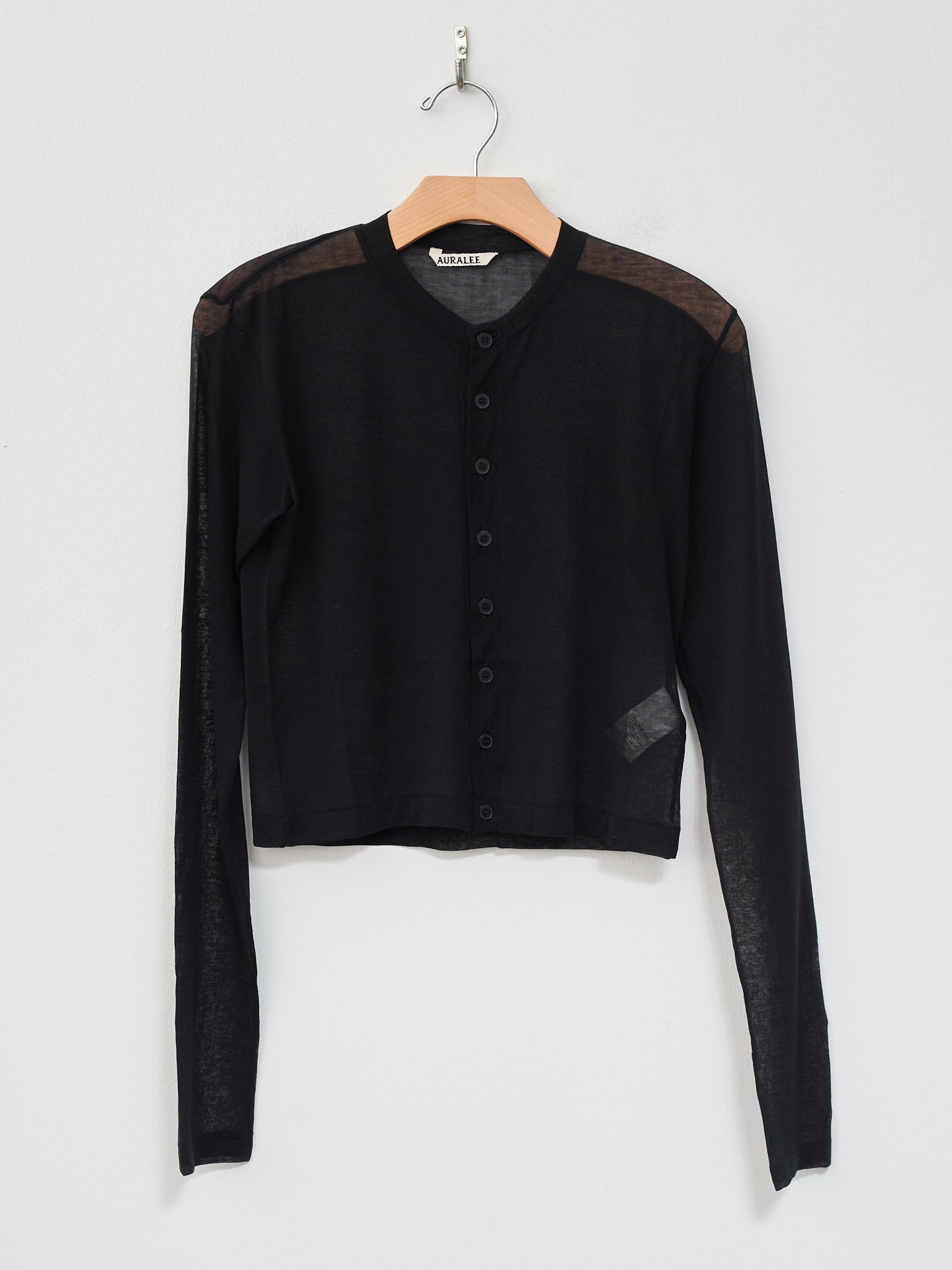 Namu Shop - Auralee Hard Twist Cotton Gauze Cardigan - Black