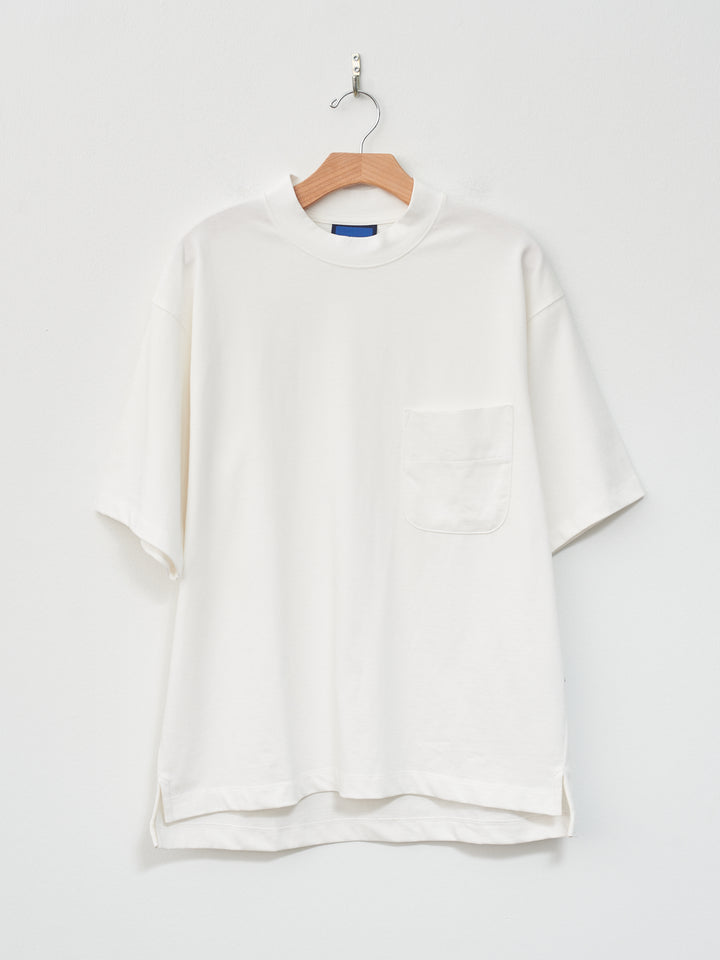 Namu Shop - Document Cotton Mock Neck Pocket T-Shirt - White