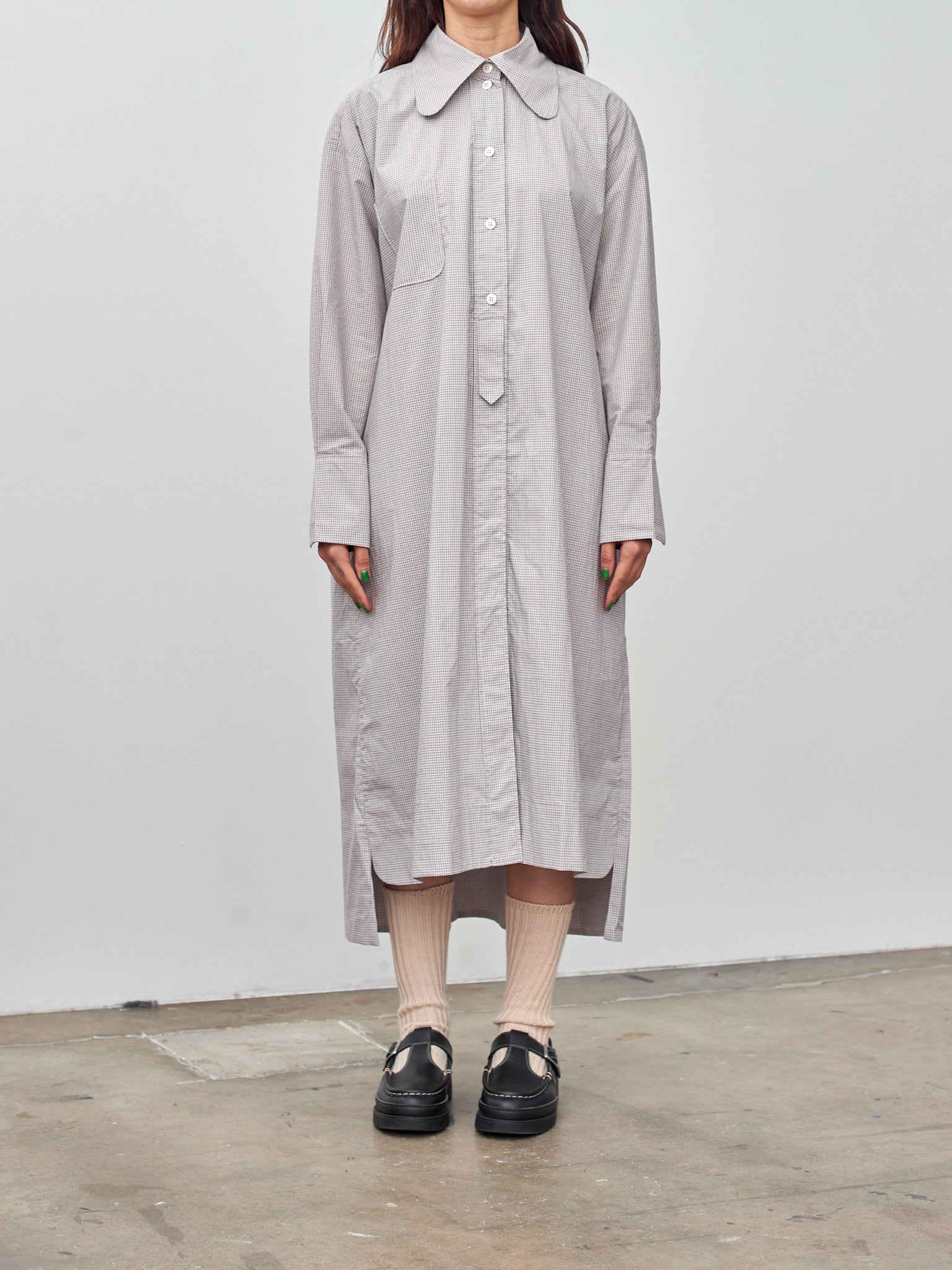 Namu Shop - Studio de Lostanges Long Collar Dress - Red x Blue Check