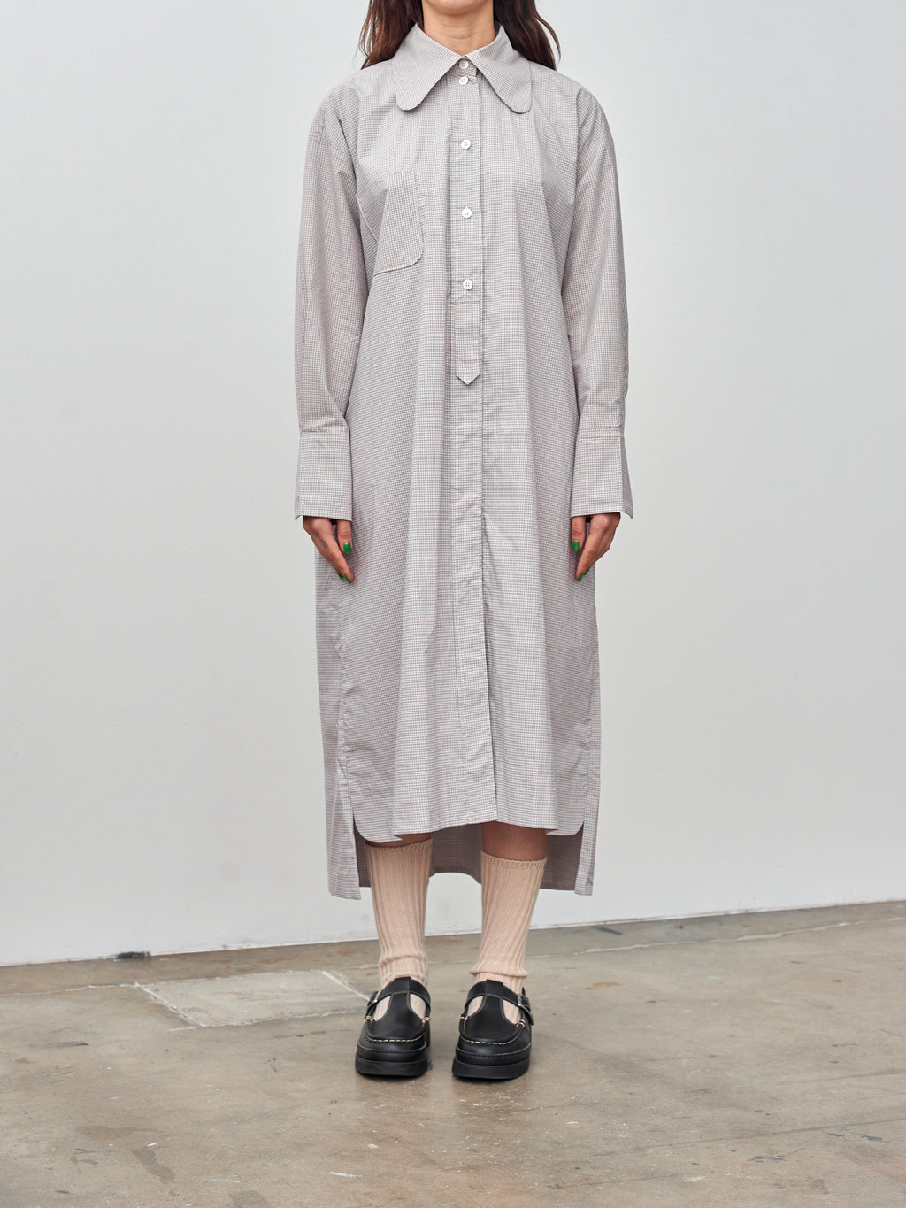 Namu Shop - Studio de Lostanges Long Collar Dress - Red x Blue Check