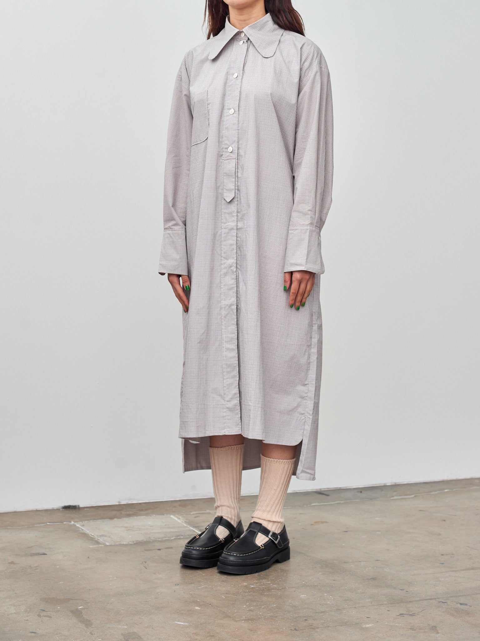Namu Shop - Studio de Lostanges Long Collar Dress - Red x Blue Check