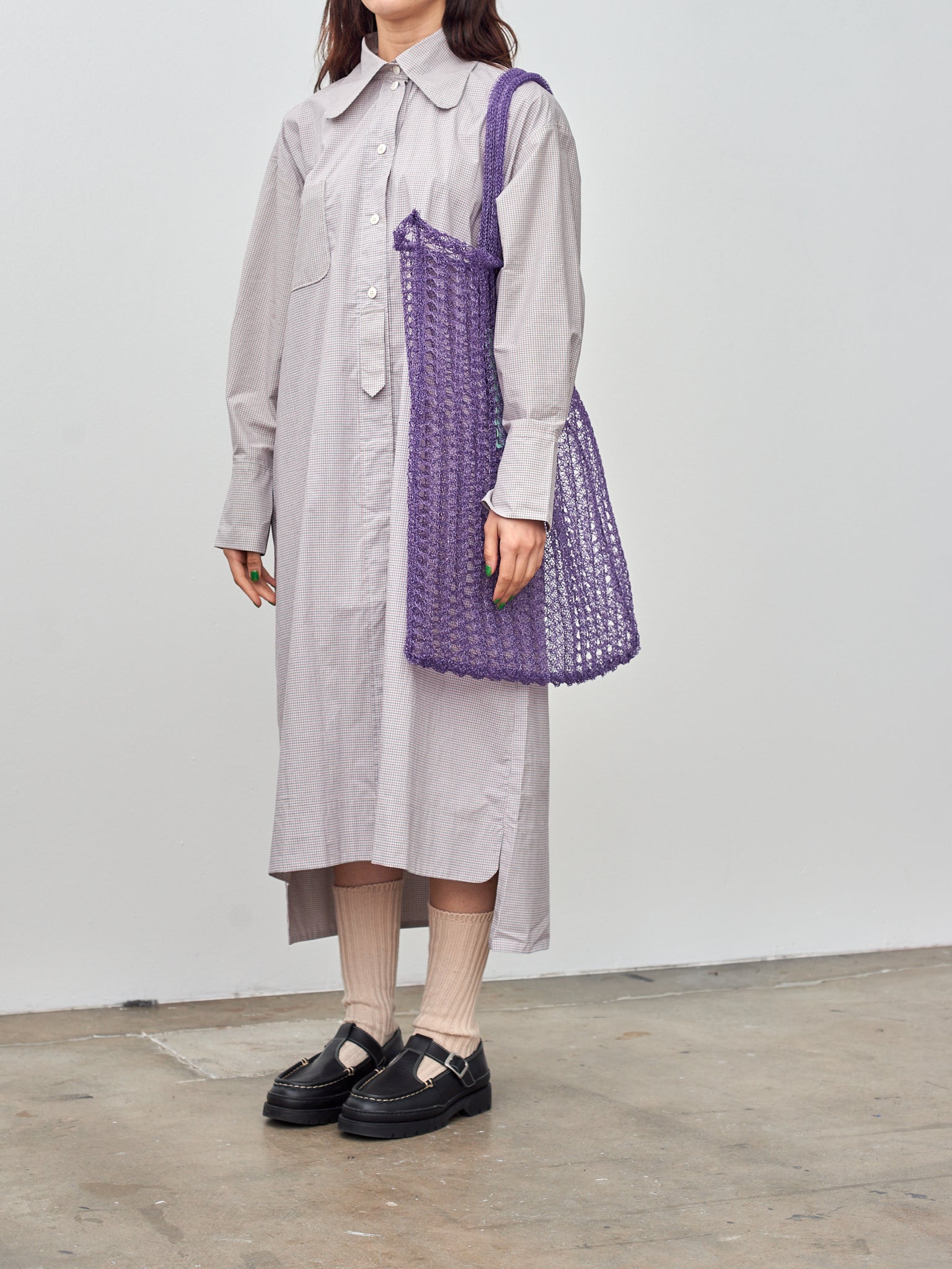Namu Shop - Studio de Lostanges Long Collar Dress - Red x Blue Check