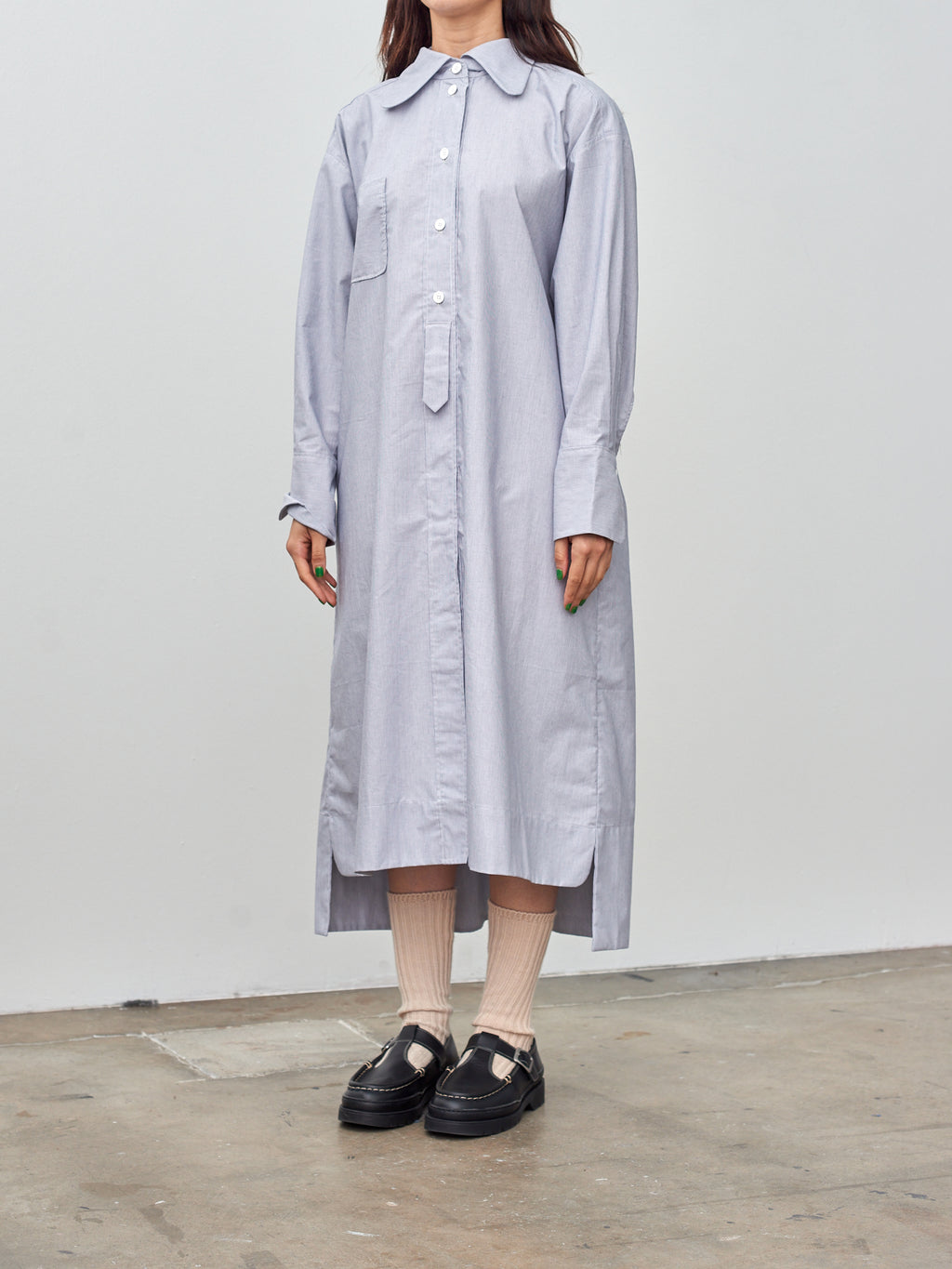 Namu Shop - Studio de Lostanges Long Collar Dress - Blue Stripe