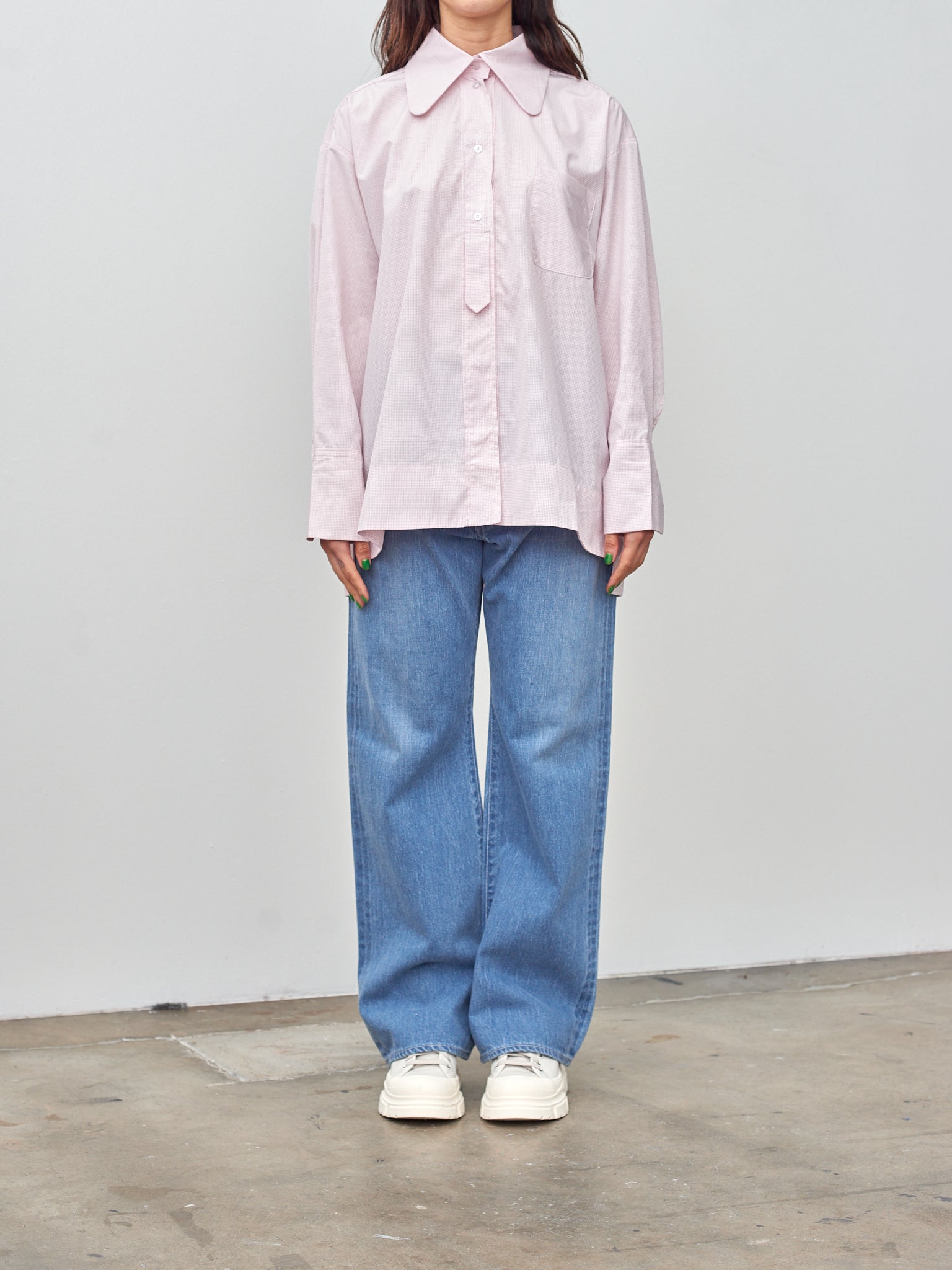 Namu Shop - Studio de Lostanges Long Collar Shirt - Red Check