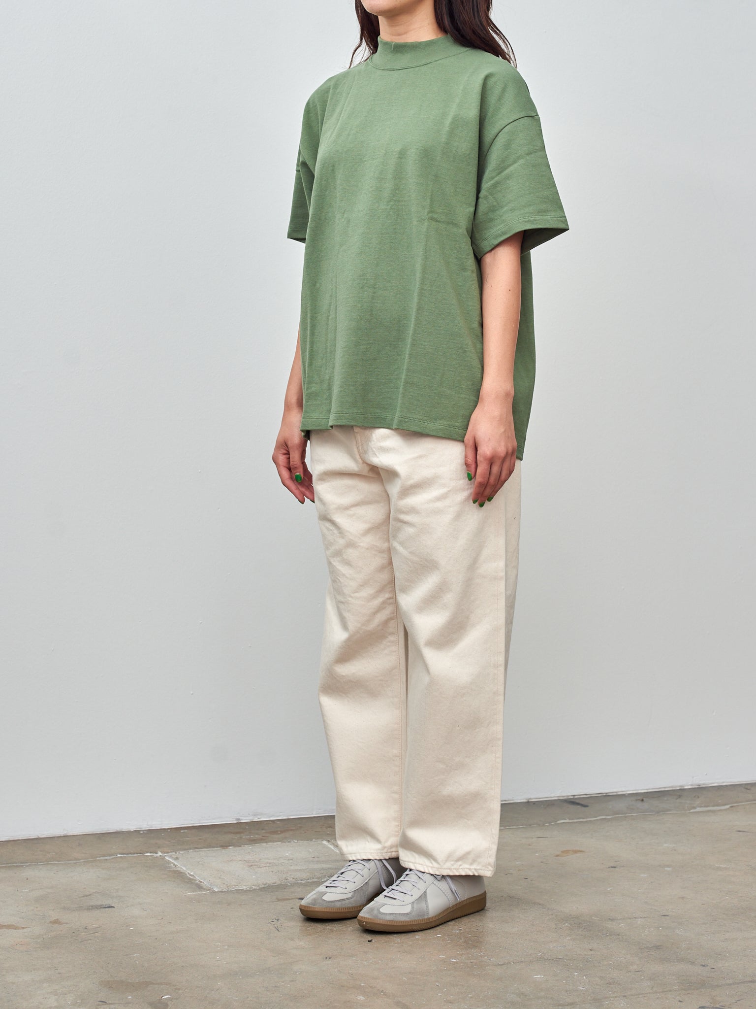 Namu Shop - Yoko Sakamoto Mock Neck T-Shirt - Heather Green