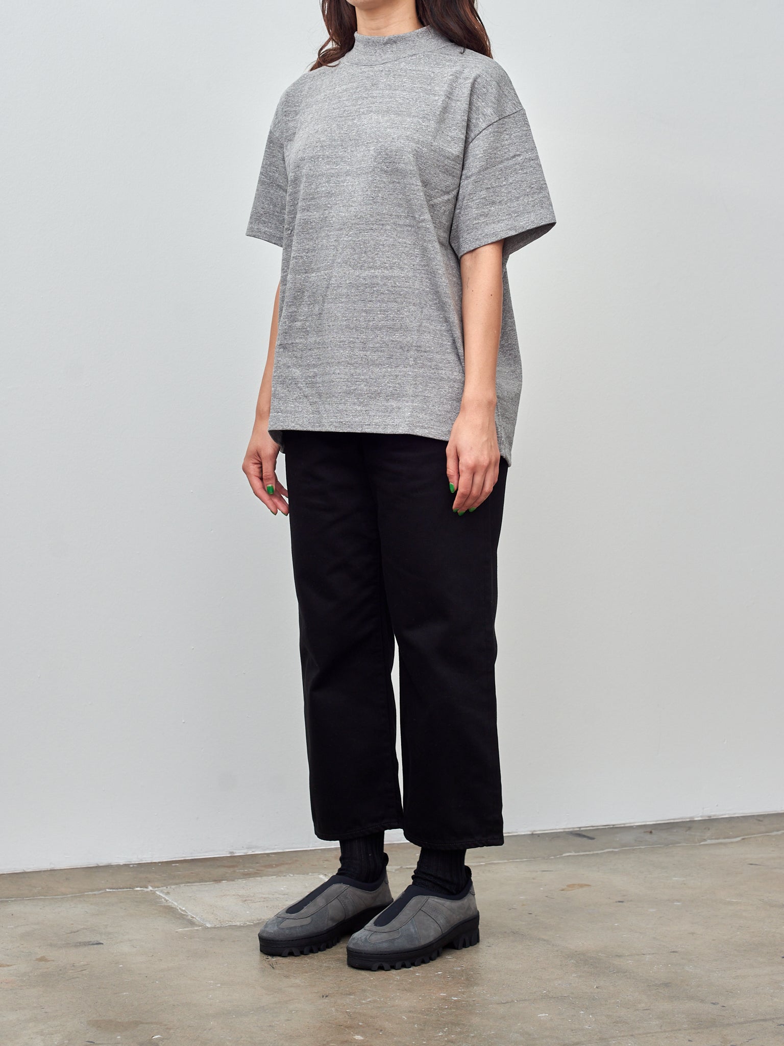 Namu Shop - Yoko Sakamoto Mock Neck T-Shirt - Heather Gray