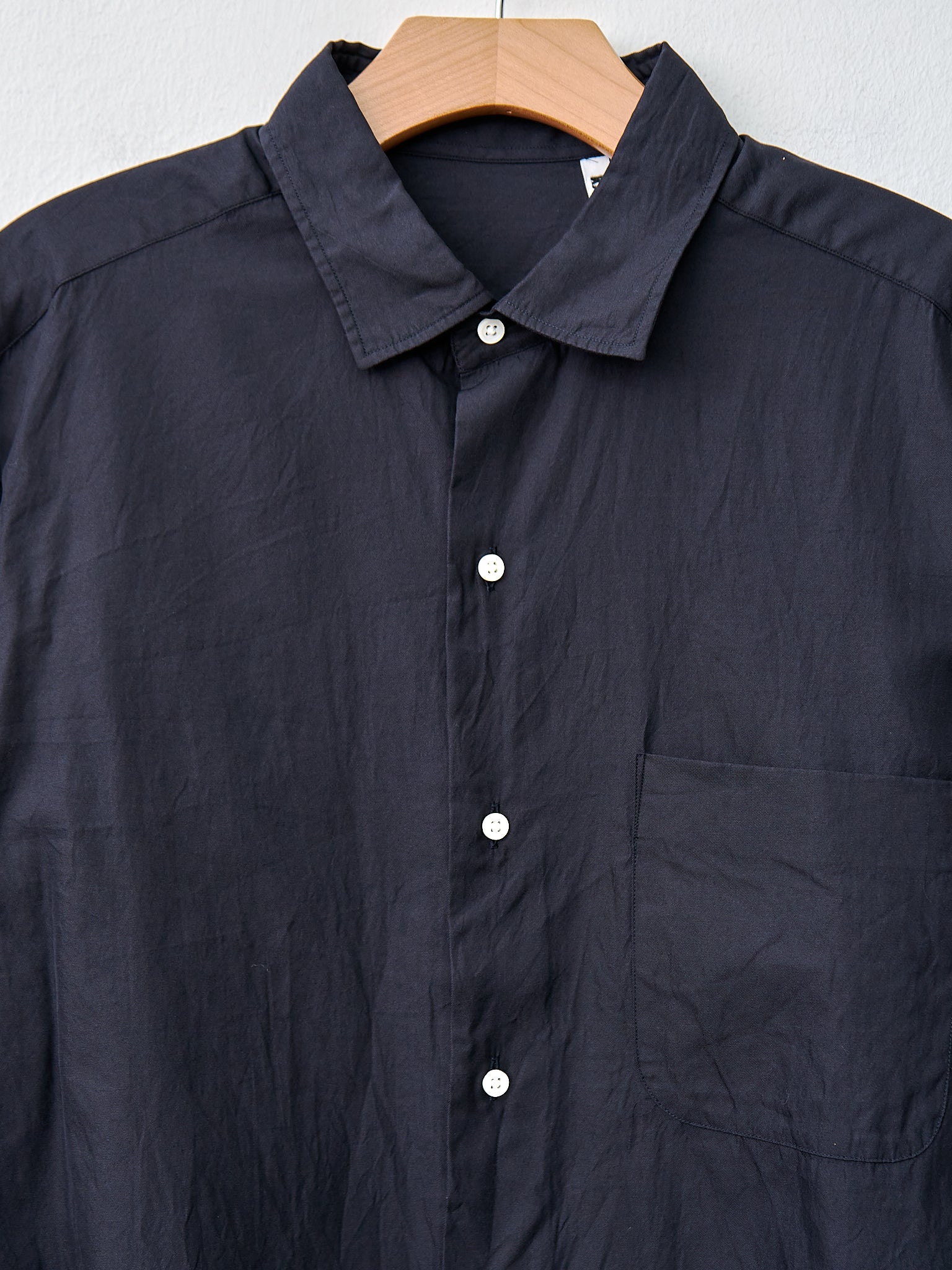 Namu Shop - Kaptain Sunshine Semi Spread Collar Shirt - Navy Cotton Silk