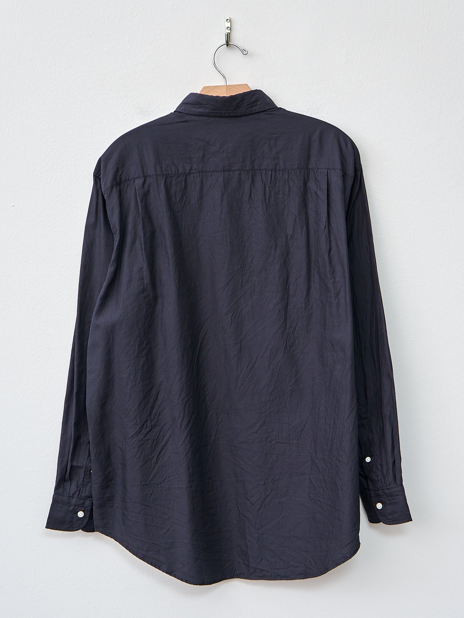 Namu Shop - Kaptain Sunshine Semi Spread Collar Shirt - Navy Cotton Silk