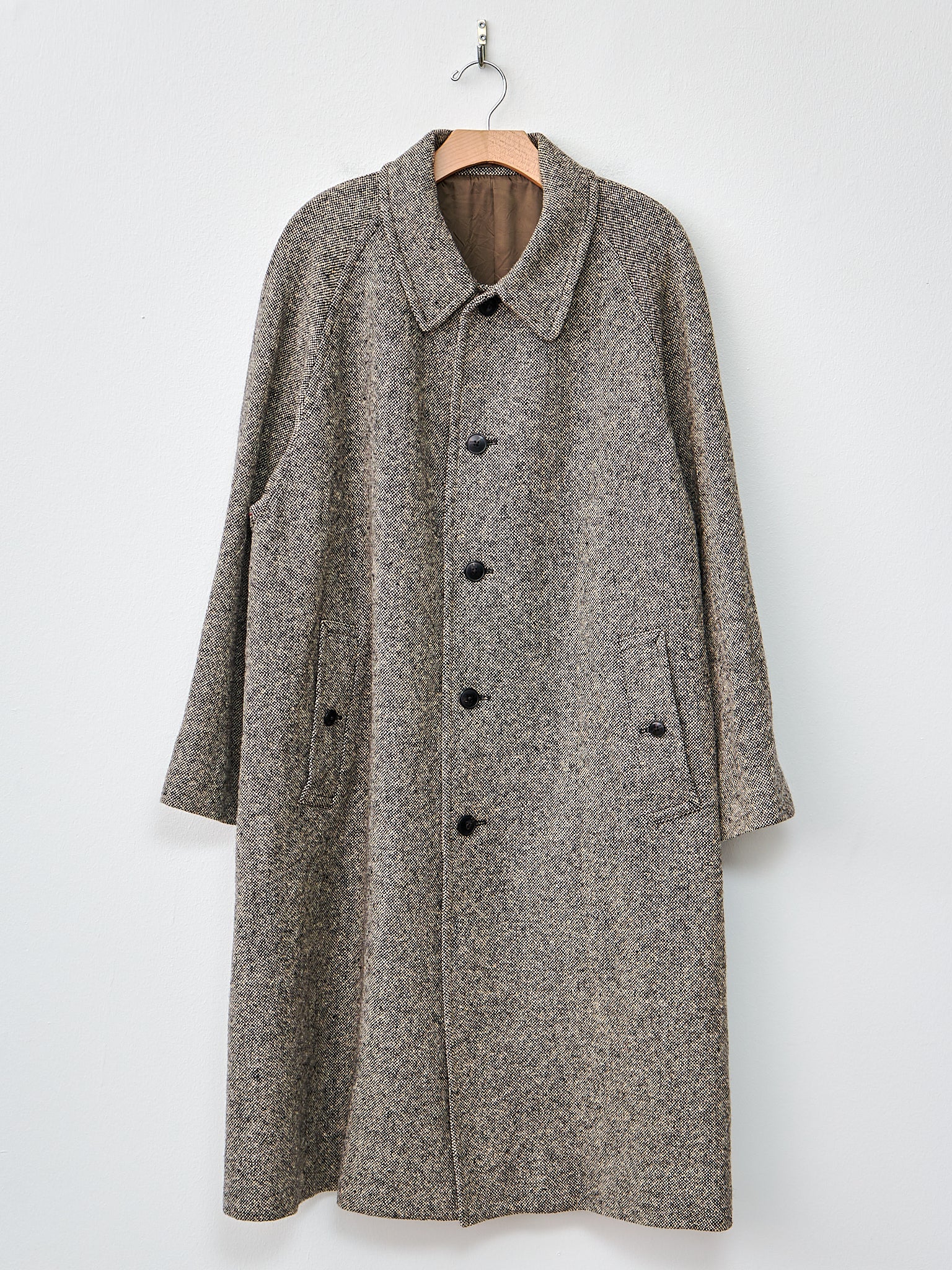 Namu Shop - Kaptain Sunshine Umbrella Coat - Black Nep Donegal Tweed