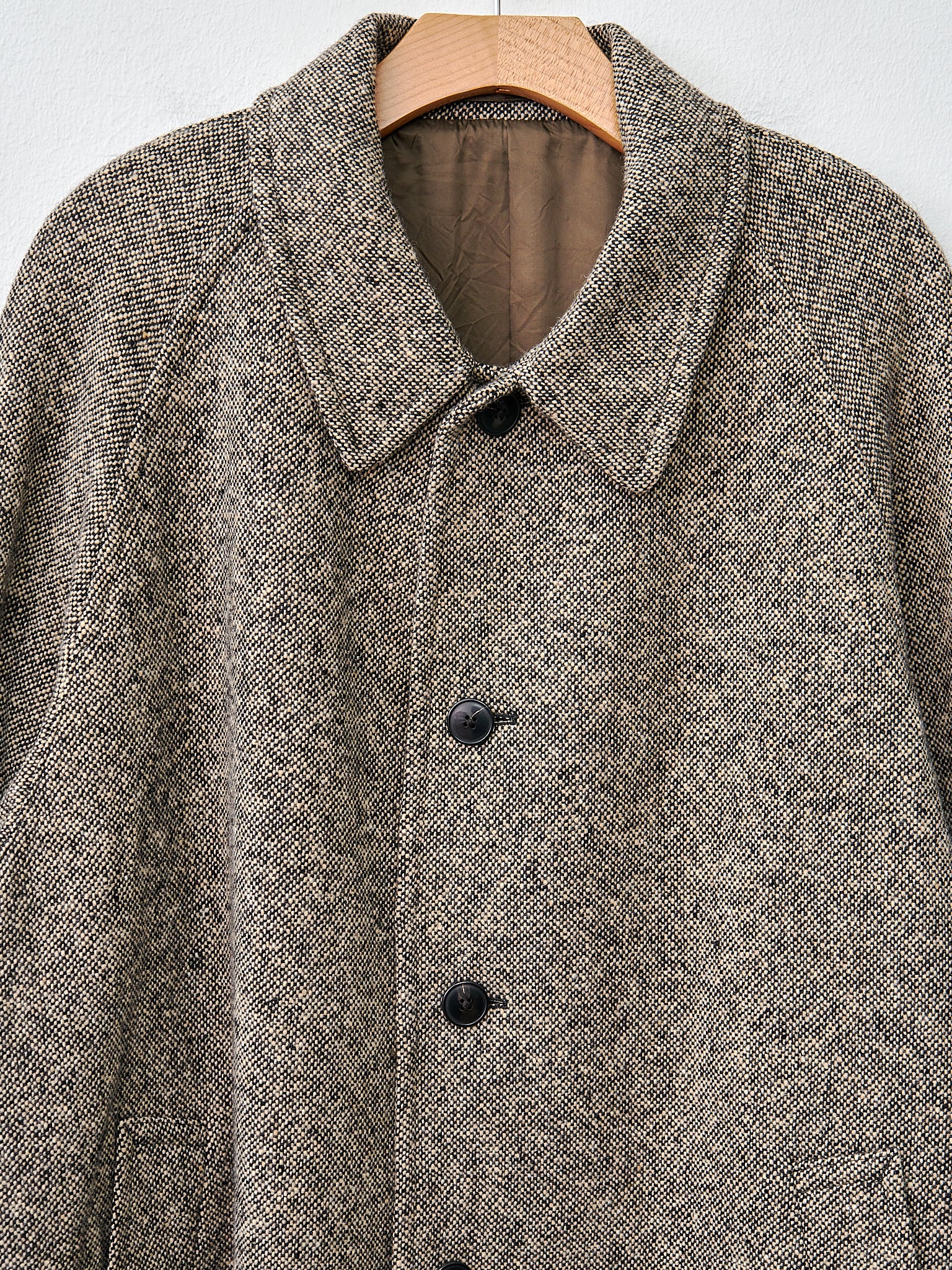 Namu Shop - Kaptain Sunshine Umbrella Coat - Black Nep Donegal Tweed