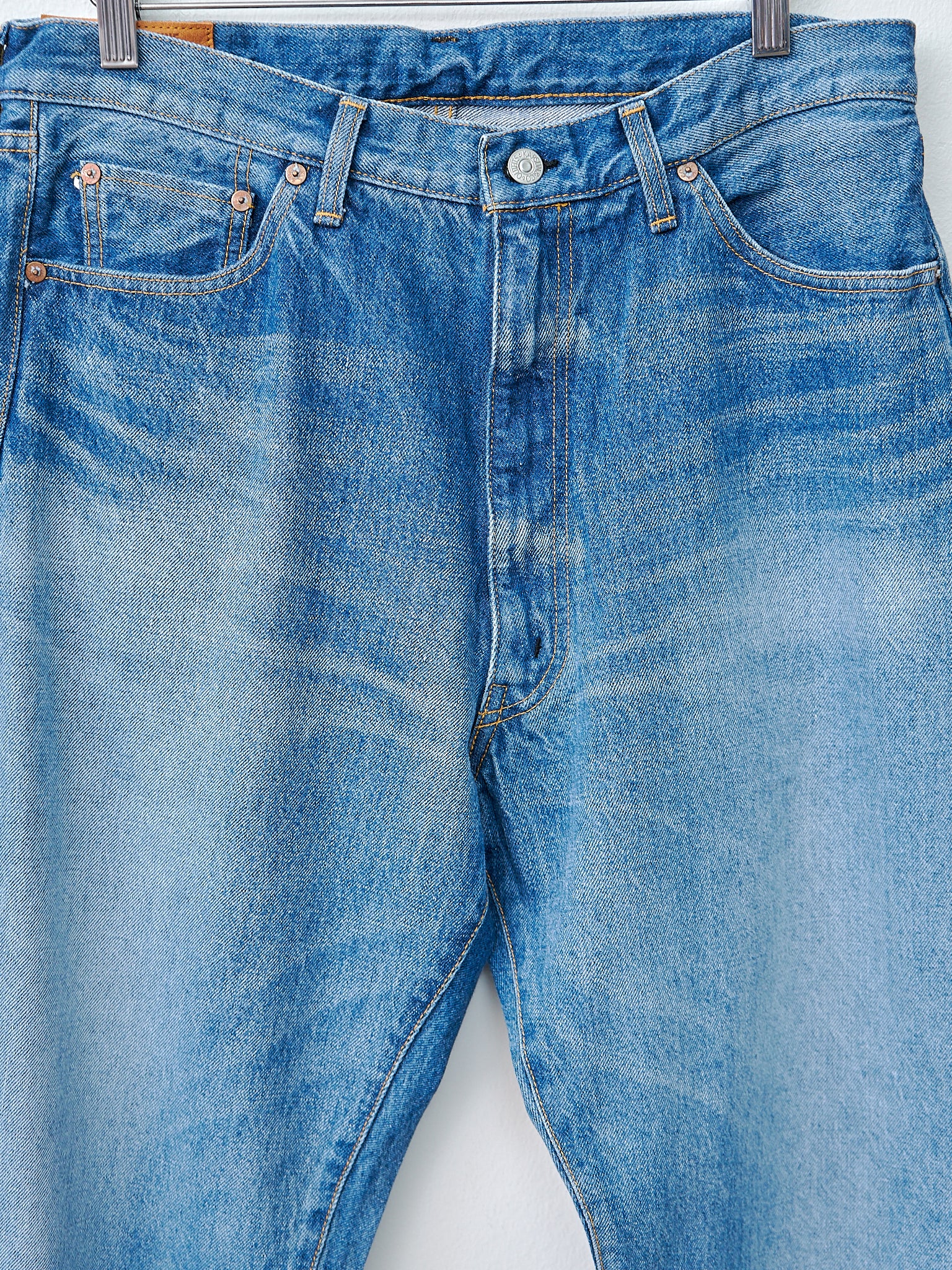 Namu Shop - Kaptain Sunshine 5P Zipper Front Denim Pants - Indigo Vintage Wash