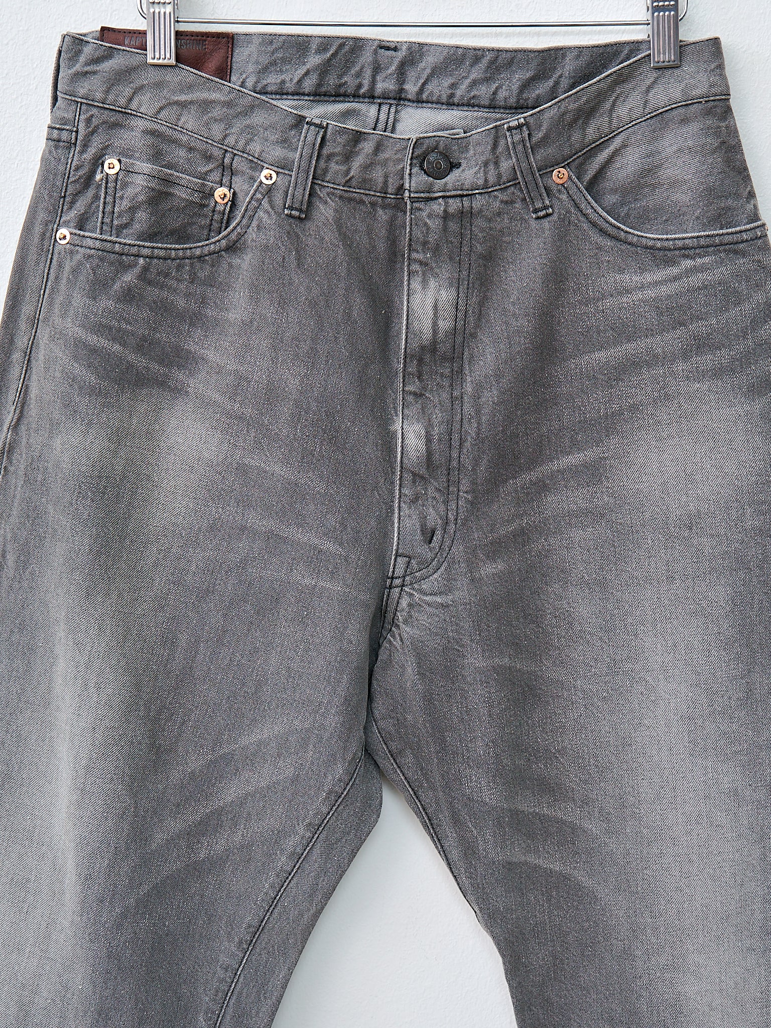 Namu Shop - Kaptain Sunshine 5P Zipper Front Denim Pants - Black Vintage Wash