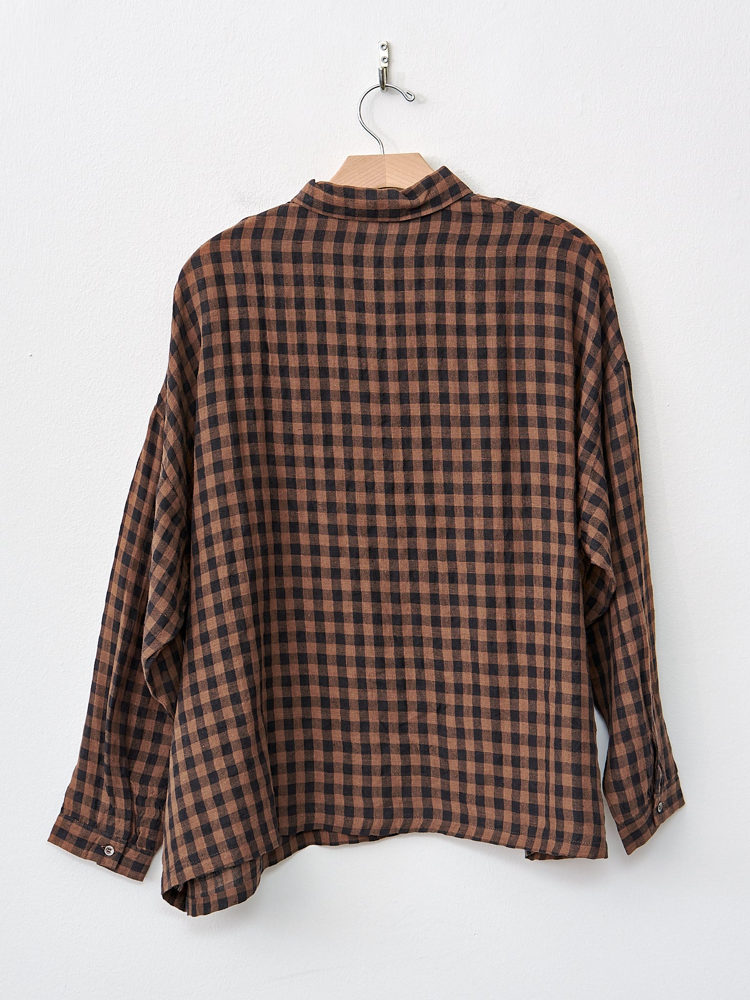 Namu Shop - Ichi Antiquites Linen Gingham Check Shirt - Brown