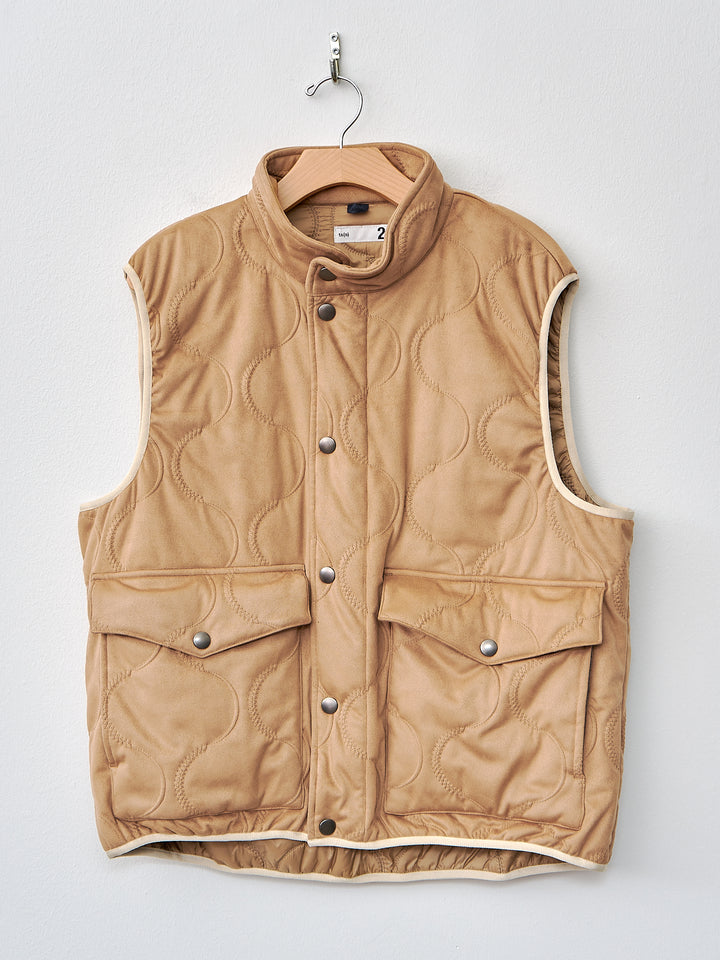 Namu Shop - ts(s) Vegan Nubuck Quilted High Neck Vest - Khaki