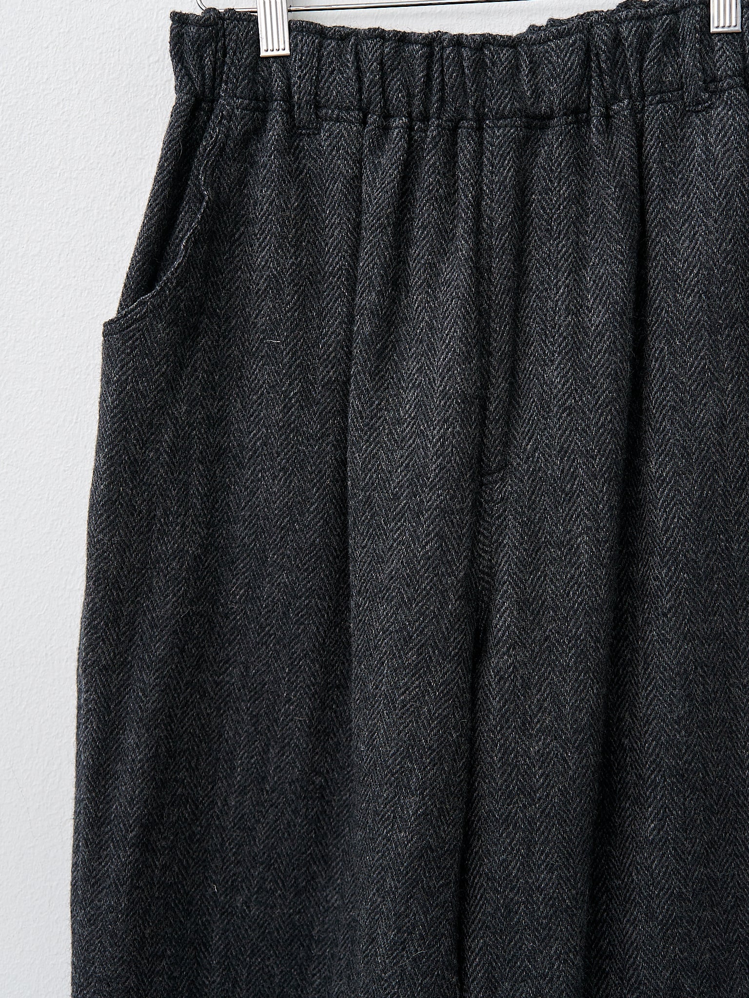 Namu Shop - Ichi Antiquites Wool Herringbone Pants - Black
