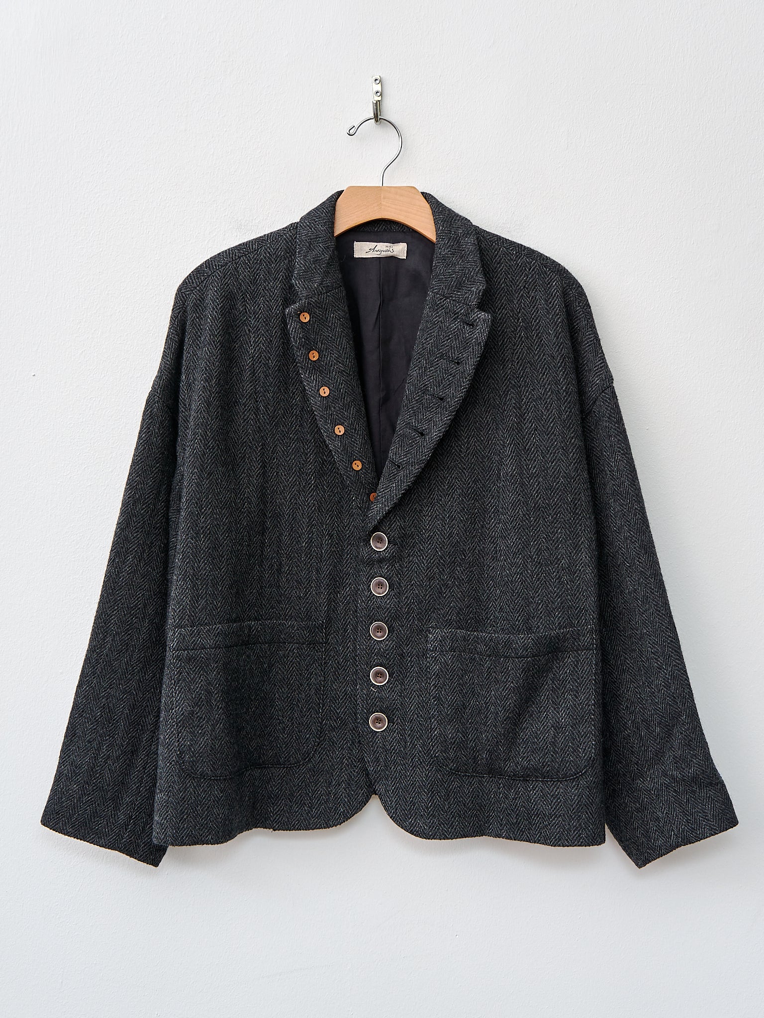 Namu Shop - Ichi Antiquites Wool Herringbone Jacket - Black