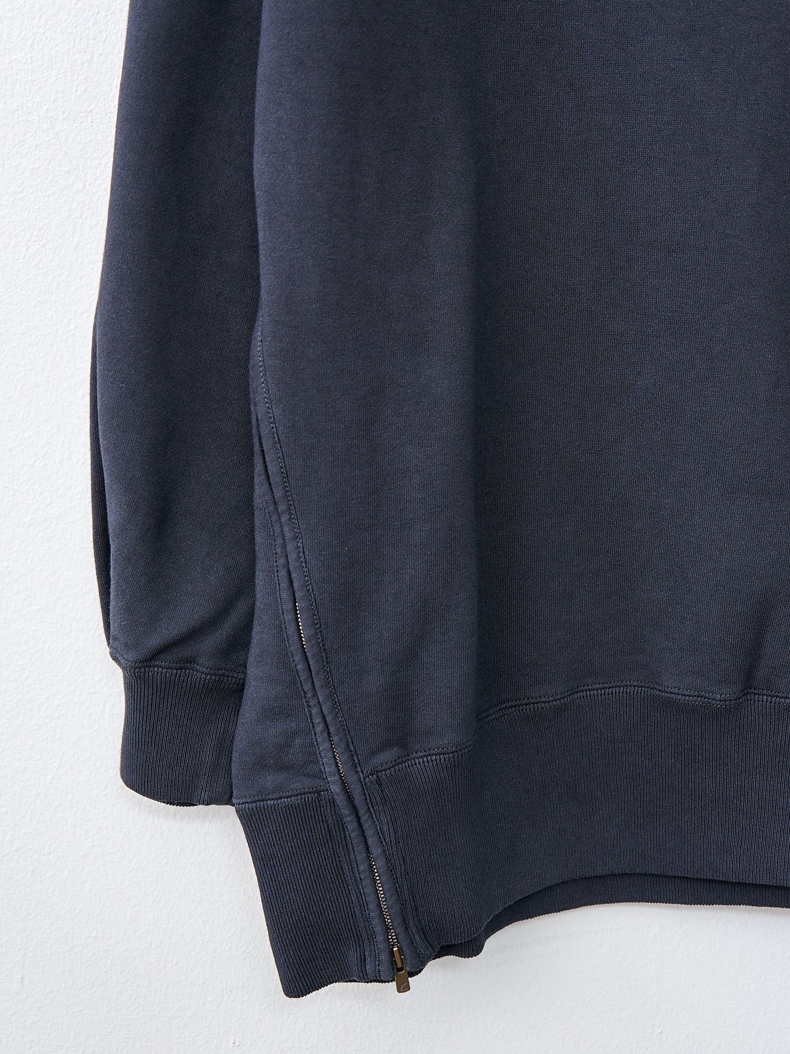 Namu Shop - Unfil Vintage Cotton Fleece Side Zip Oversized Sweatshirt - Old Black