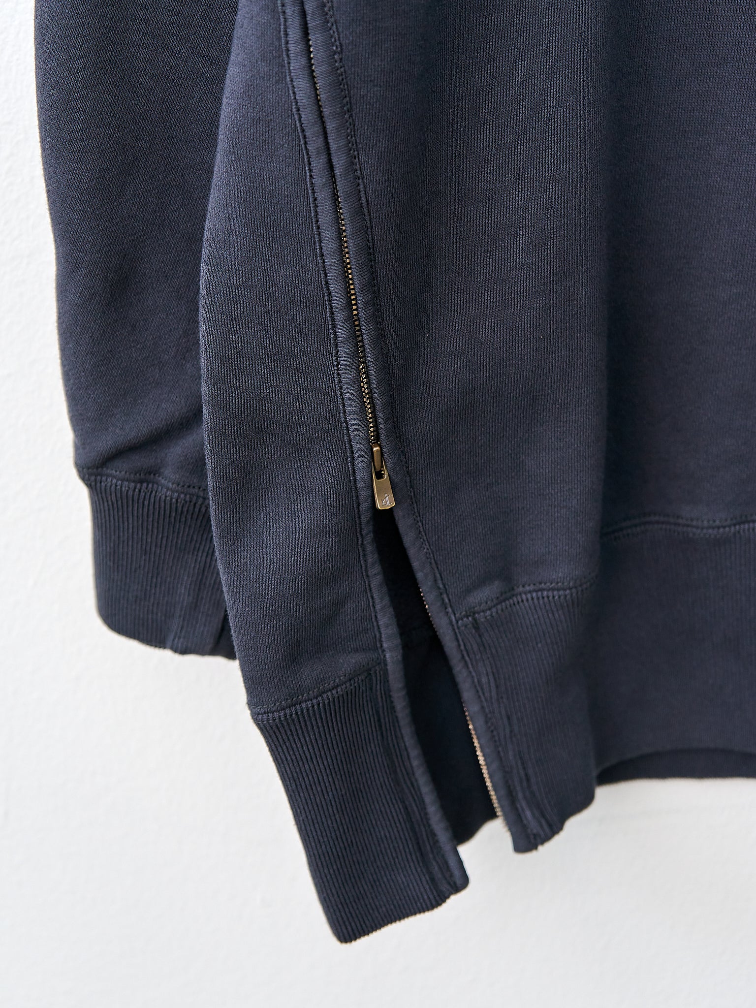 Namu Shop - Unfil Vintage Cotton Fleece Side Zip Oversized Sweatshirt - Old Black