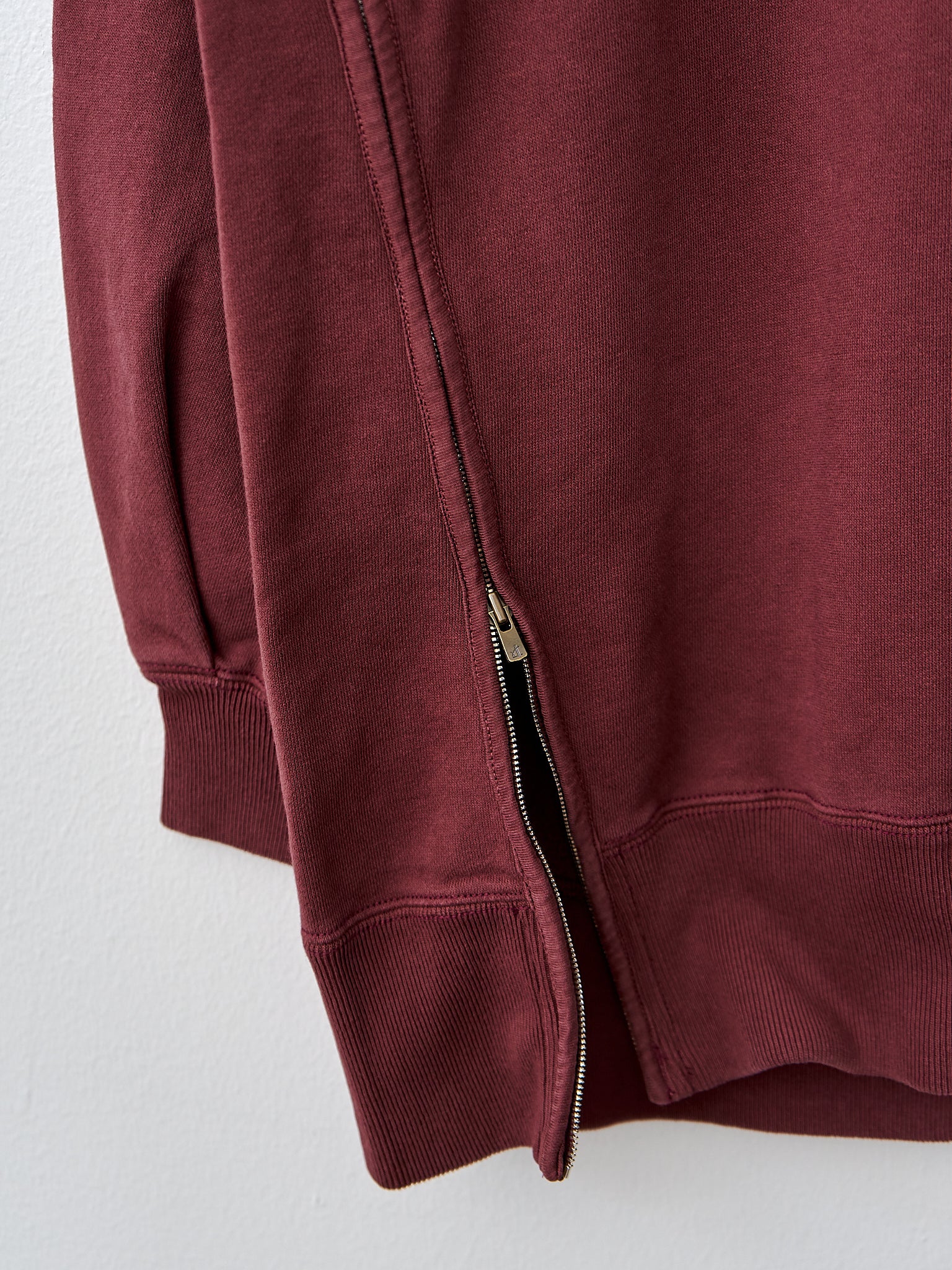 Namu Shop - Unfil Vintage Cotton Fleece Side Zip Oversized Sweatshirt - Burgundy