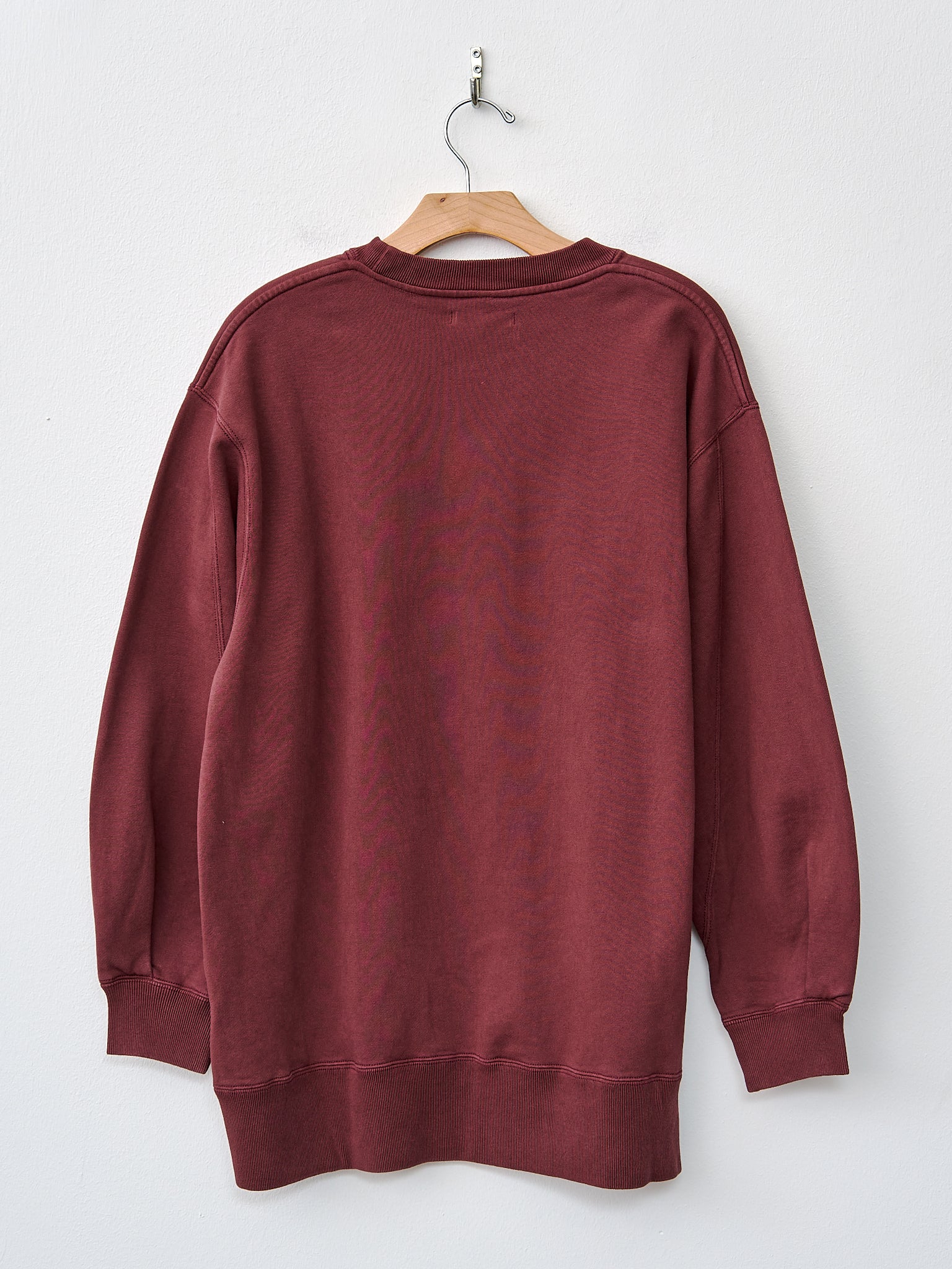 Namu Shop - Unfil Vintage Cotton Fleece Side Zip Oversized Sweatshirt - Burgundy