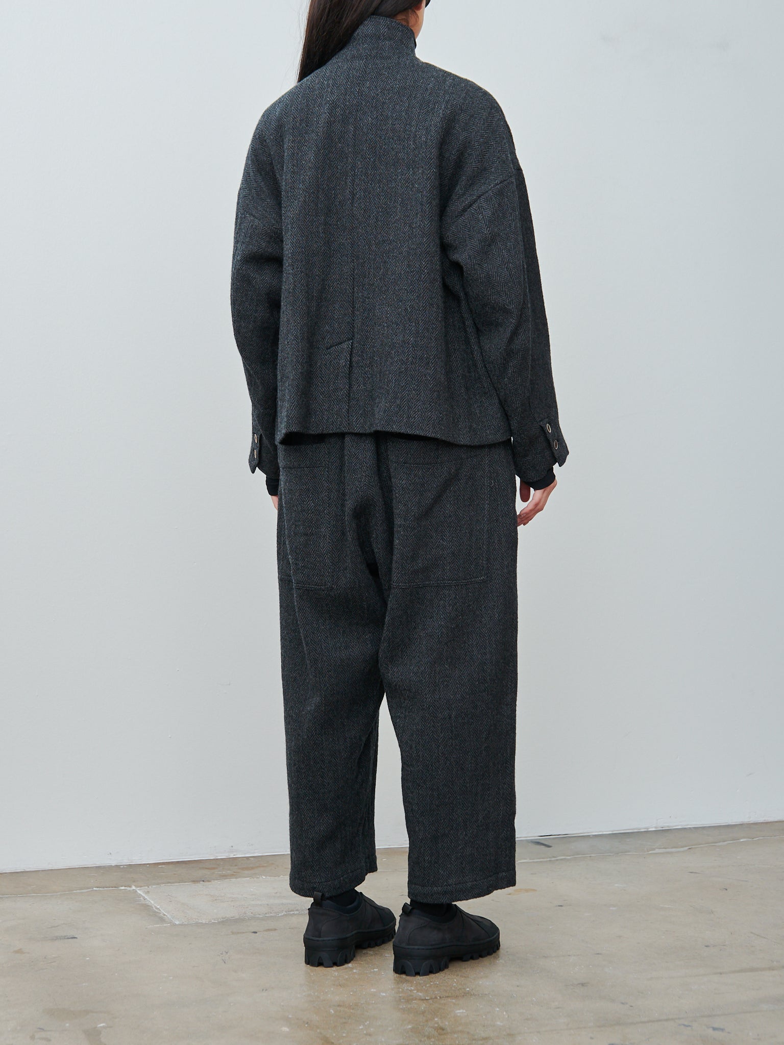 Namu Shop - Ichi Antiquites Wool Herringbone Pants - Black