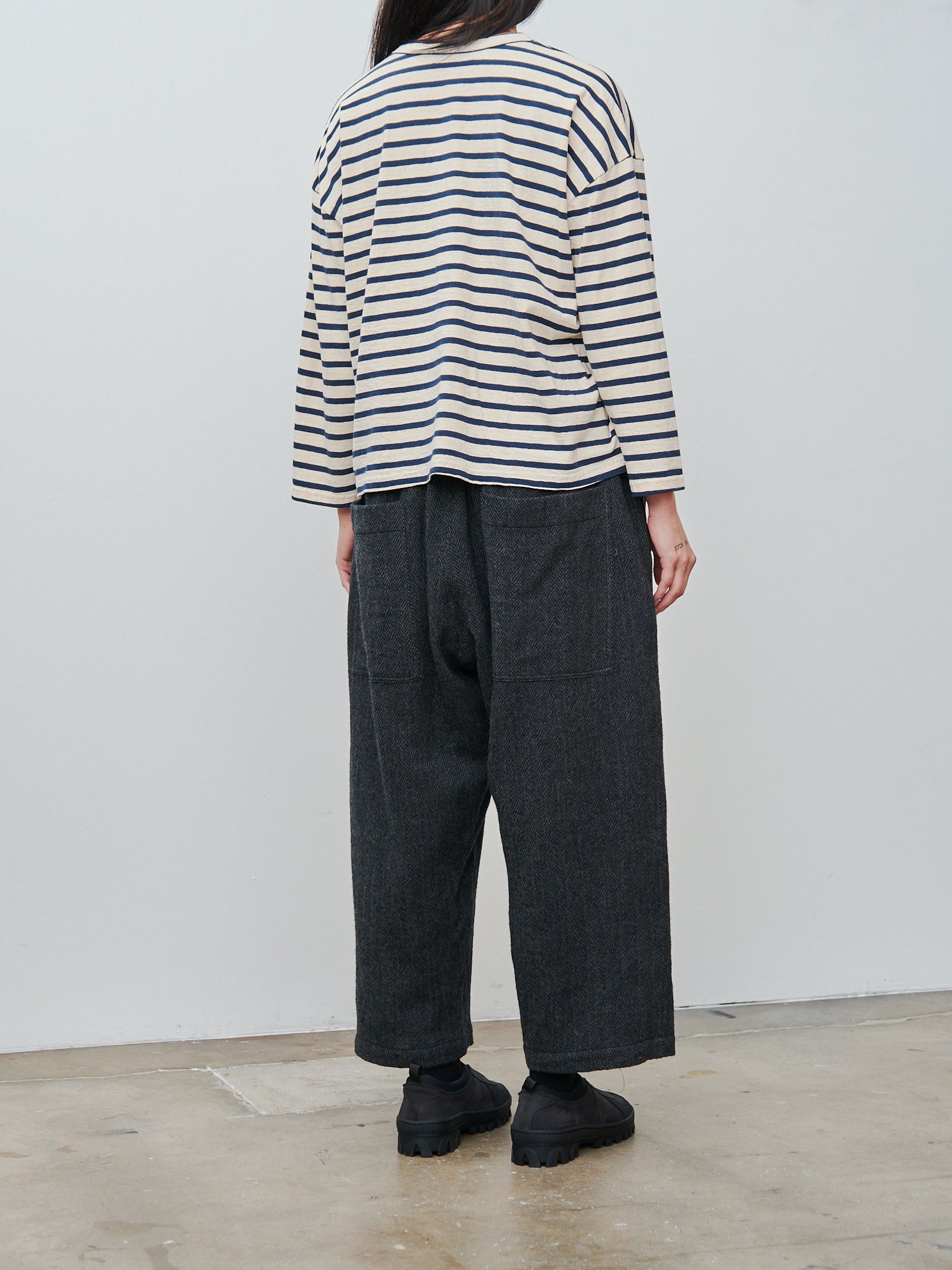 Namu Shop - Ichi Antiquites Wool Herringbone Pants - Black