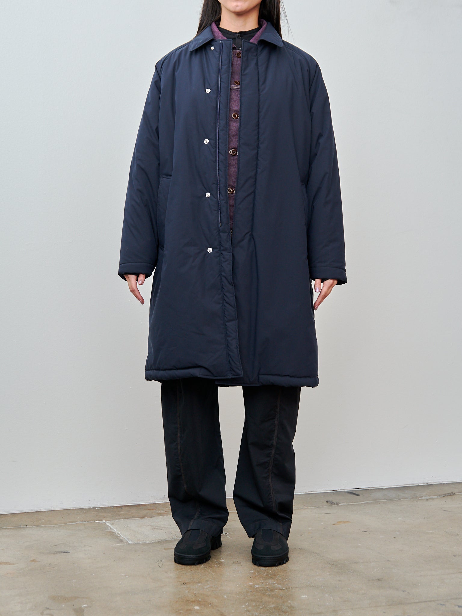 Namu Shop - Y Organic Cotton/Polyester Padded Coat - Navy