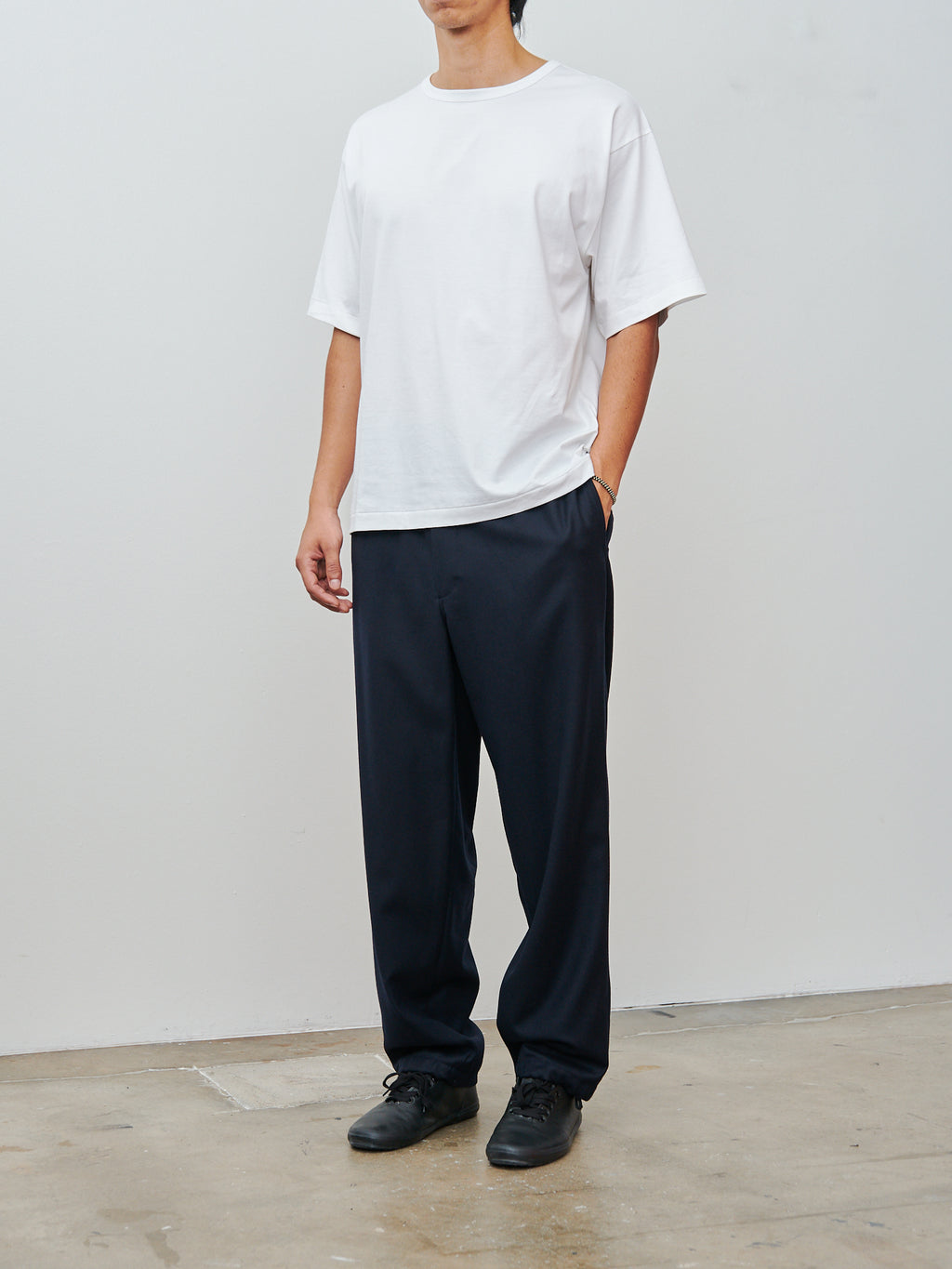 Namu Shop - Yleve Wool Flannel Easy Trousers - Navy