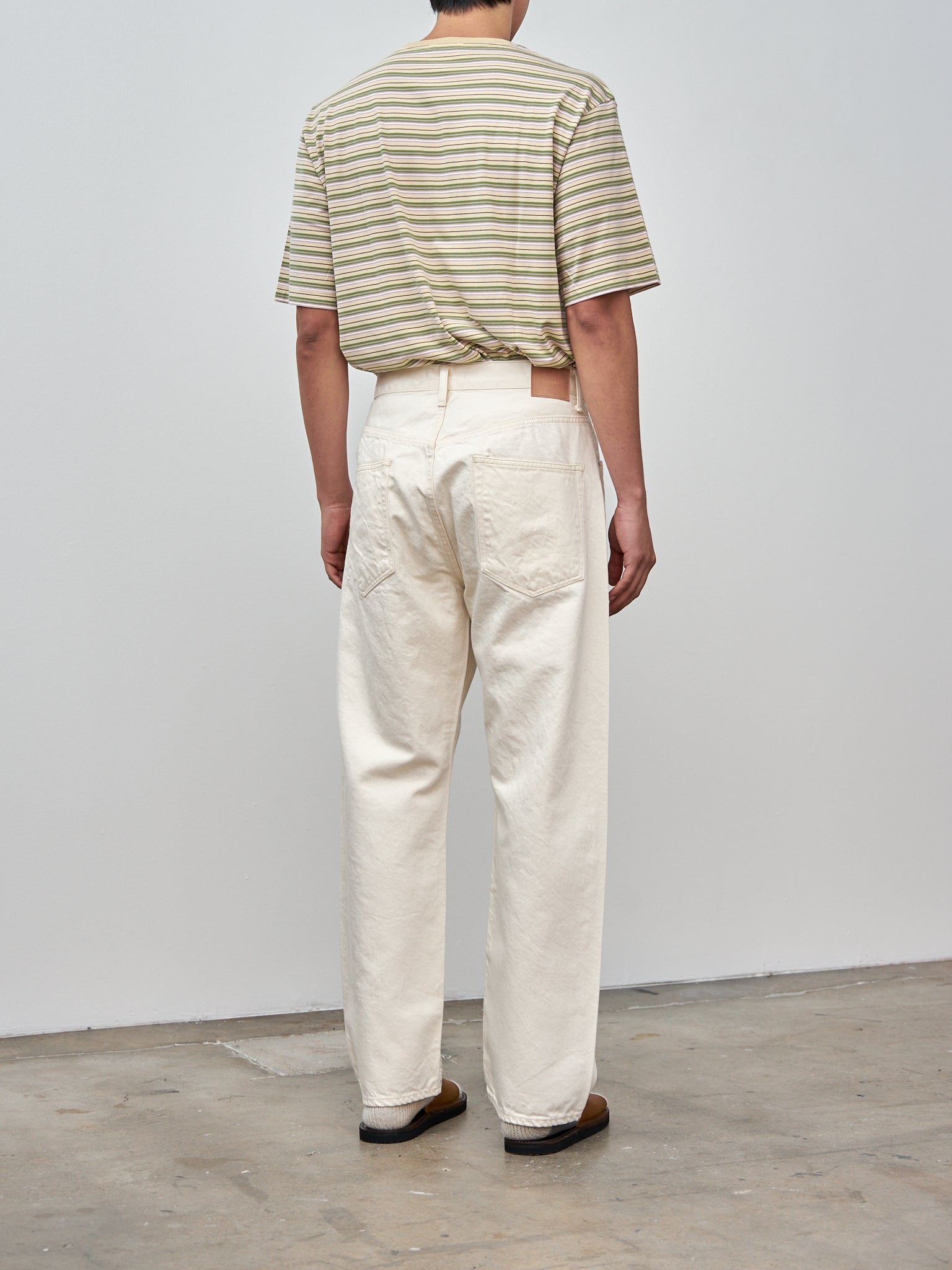 Namu Shop - Auralee Hard Twist Cotton Border Tee - Beige Border
