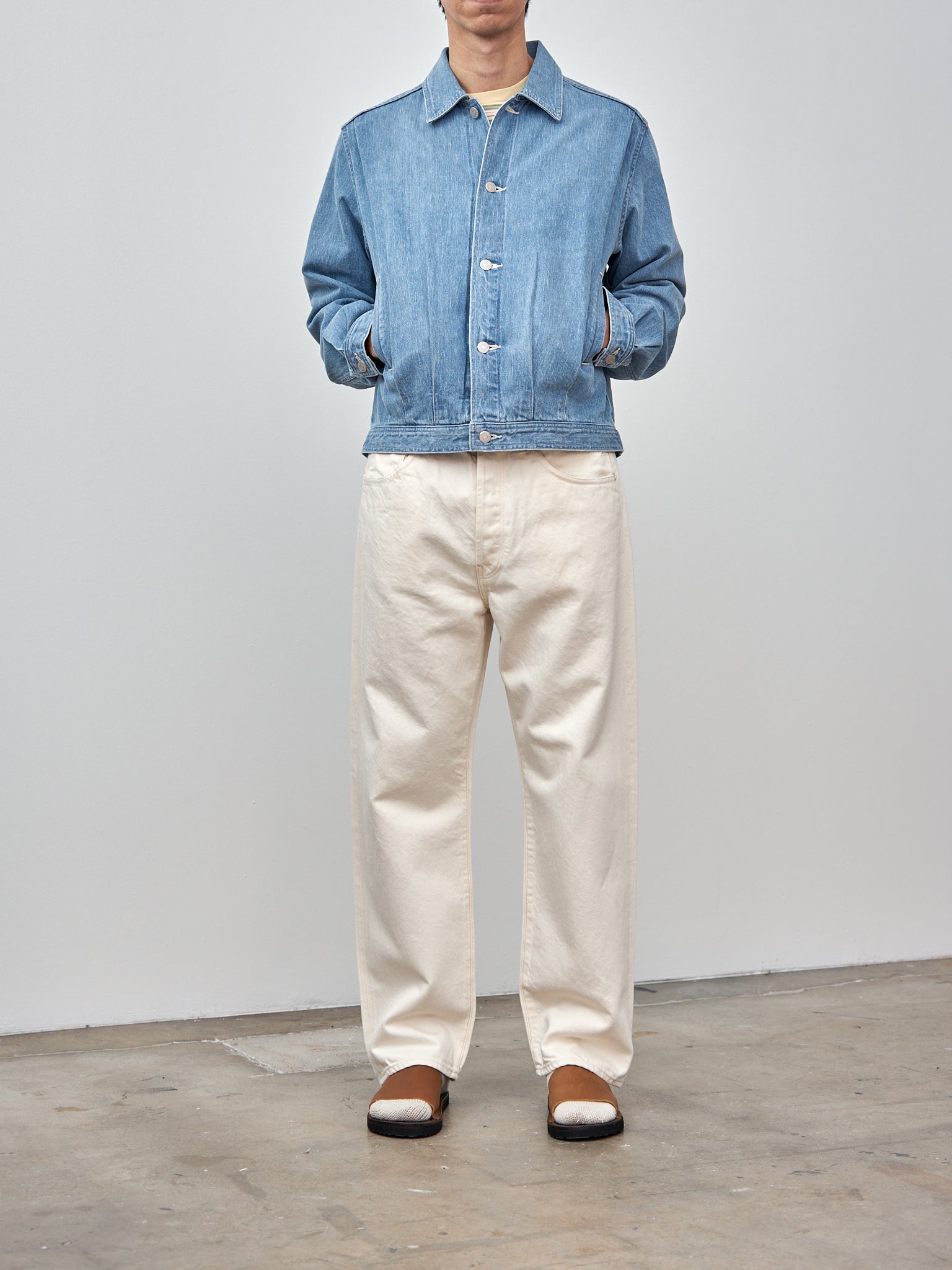 Namu Shop - Auralee Selvedge Faded Light Denim Blouson - Light Indigo