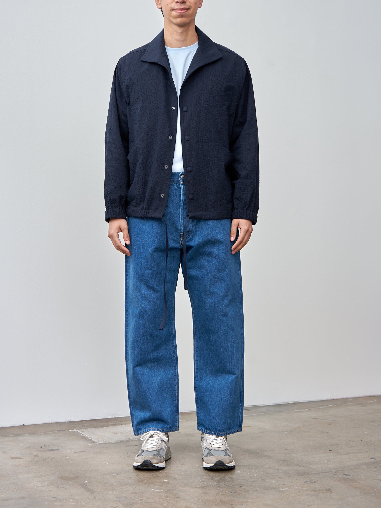 Namu Shop - Document Cotton Seersucker Coach Jacket - Dark Navy