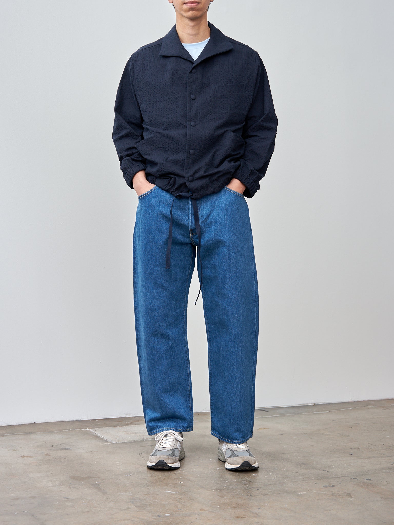 Namu Shop - Document Cotton Seersucker Coach Jacket - Dark Navy